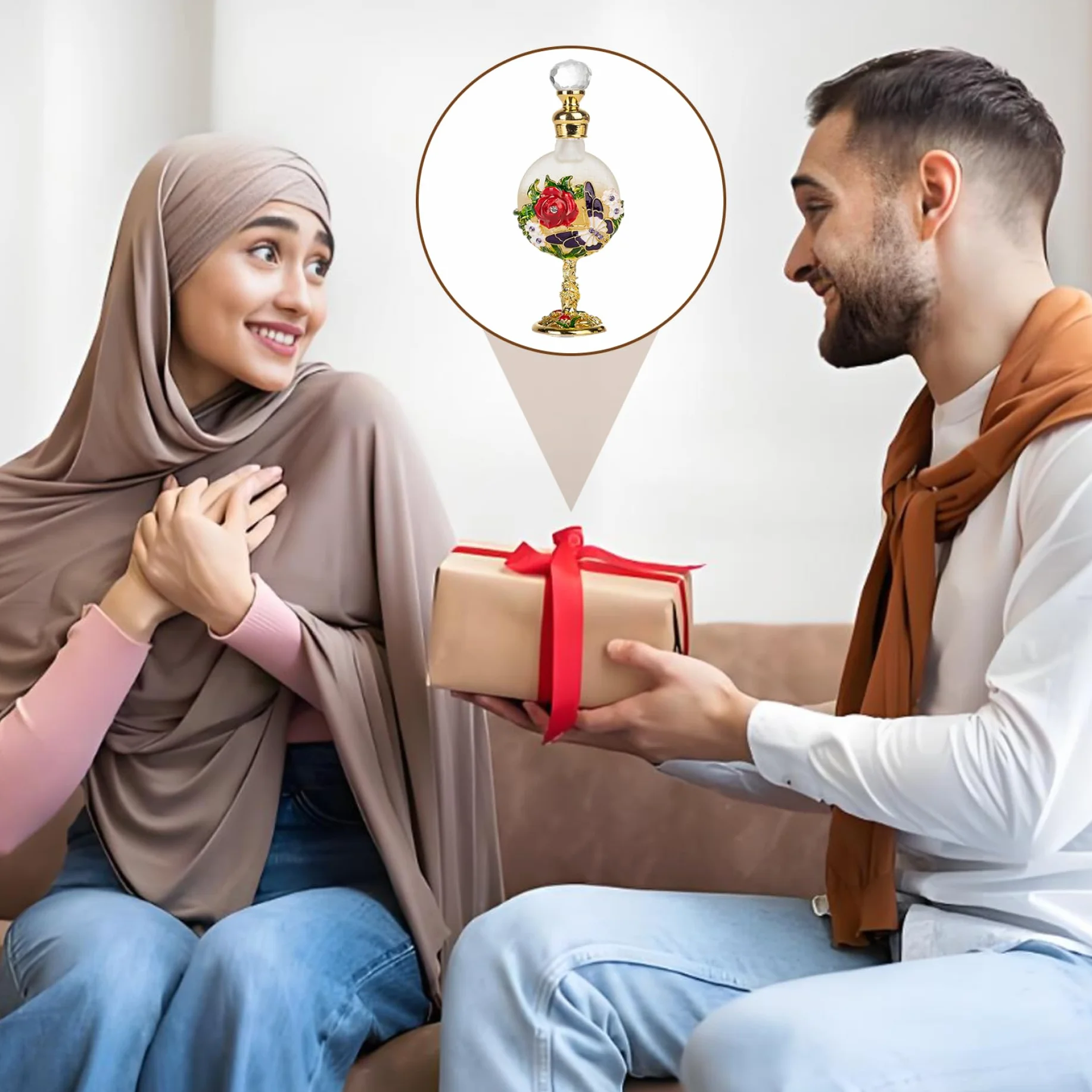 Olio di profumo arabo 12ml Strass di lusso Profumo di rosa Dubai per le donne Fragranza di olio essenziale di lunga durata arabo