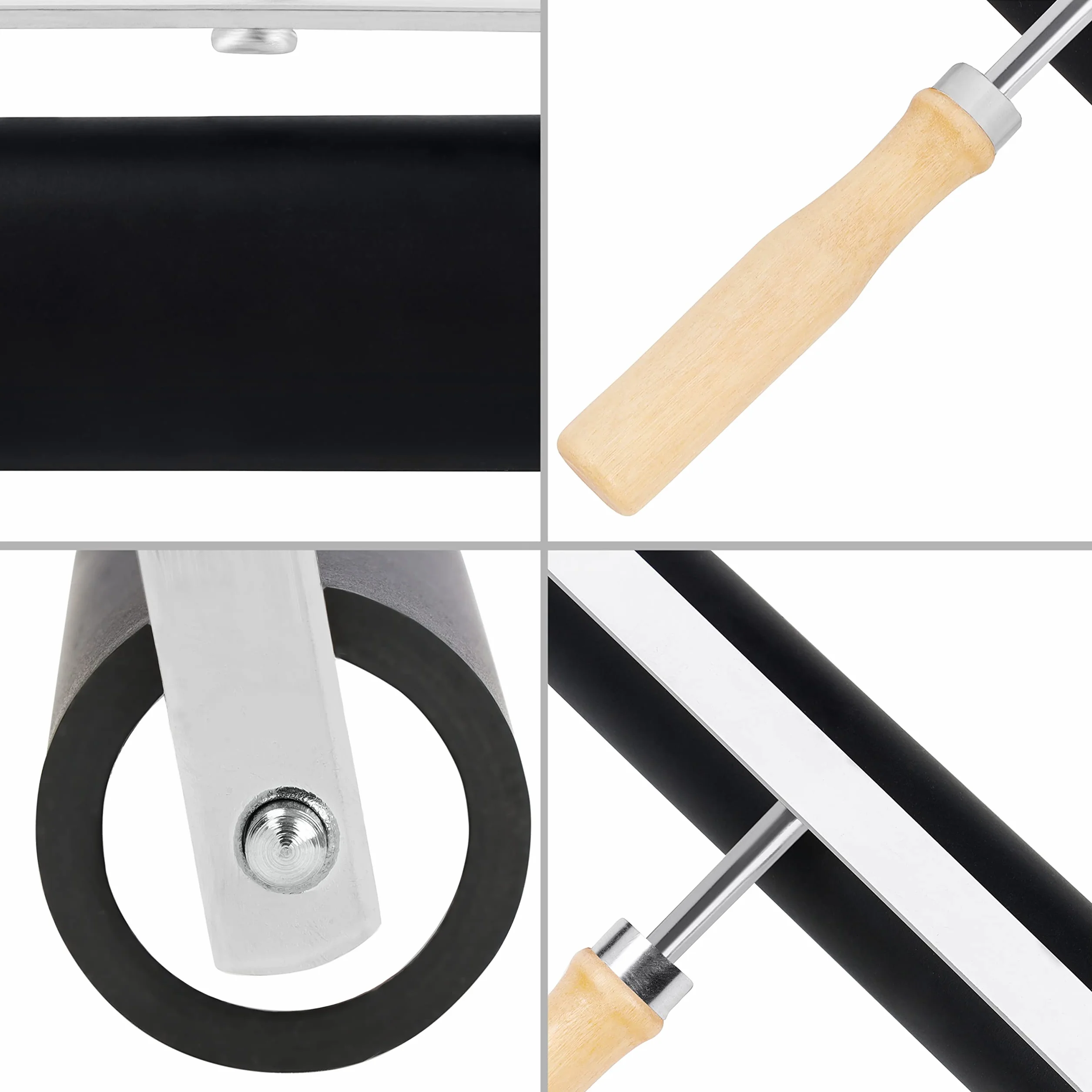 Kurtzy Stampo in Gomma Rullo con Manico in Legno da 15 cm Lino Brayer Nero Duro per Stampa