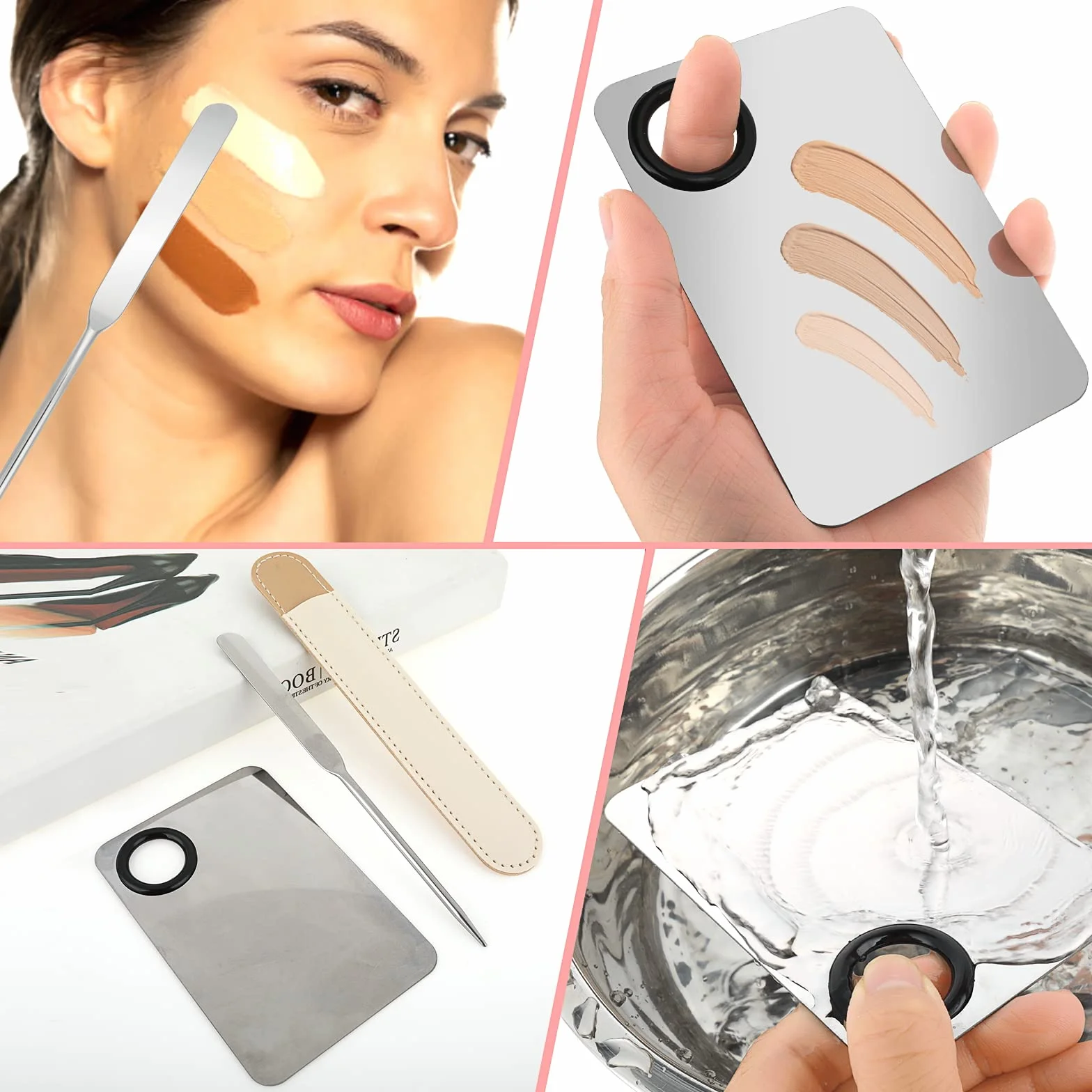 Spatola per Trucco in Acciaio Inossidabile Strumenti per il Trucco Facciale Professionale Spatola per Fondotinta Strumento per Spatola per Trucco Tavolozza per Sfumare il Trucco