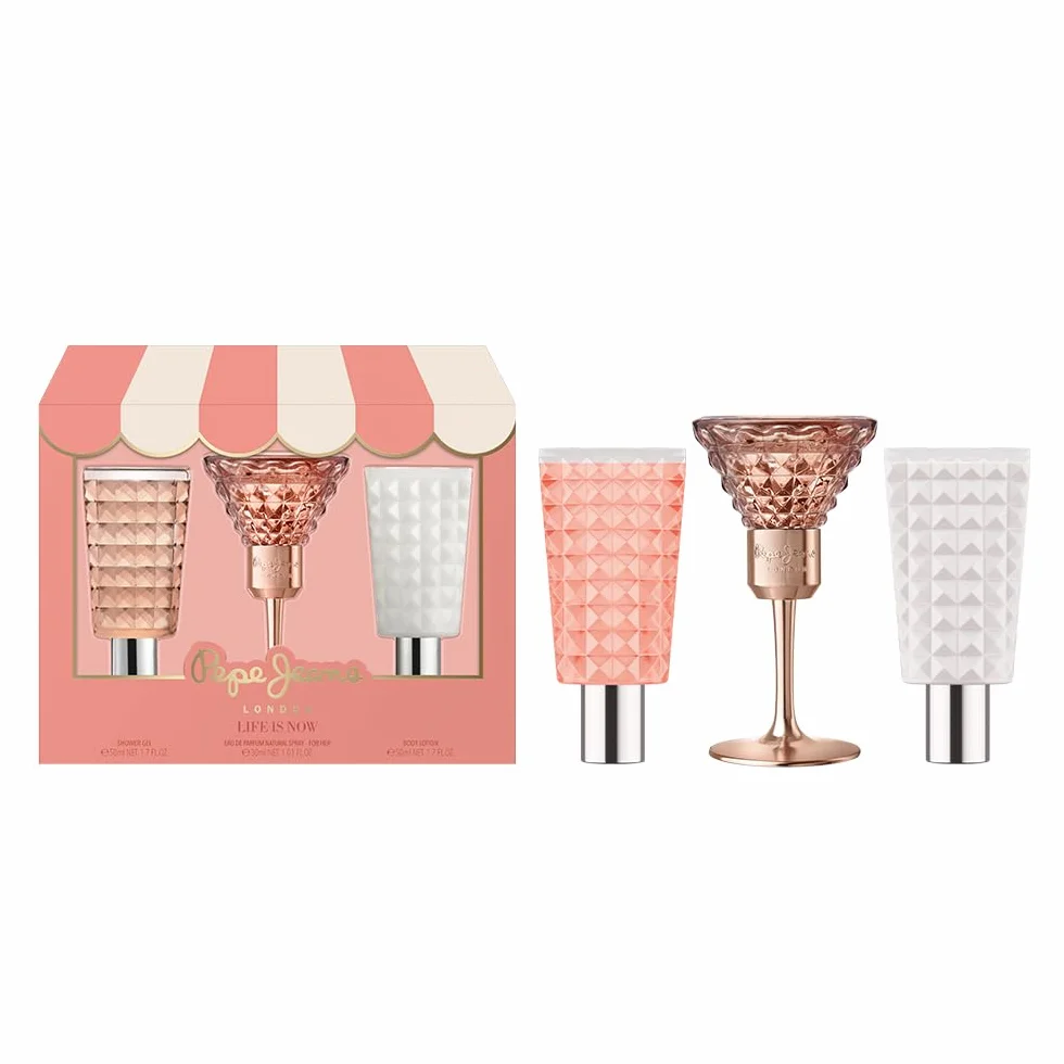 Pepe Jeans Life Is Now For Her Profumo Donna Pack 3 Pezzi Eau de Parfum 30ml, Body Lotion 50ml e Gel Doccia 50ml Confezione Regalo Fragranza Floreale e Orientali Profumi Donna di Marca