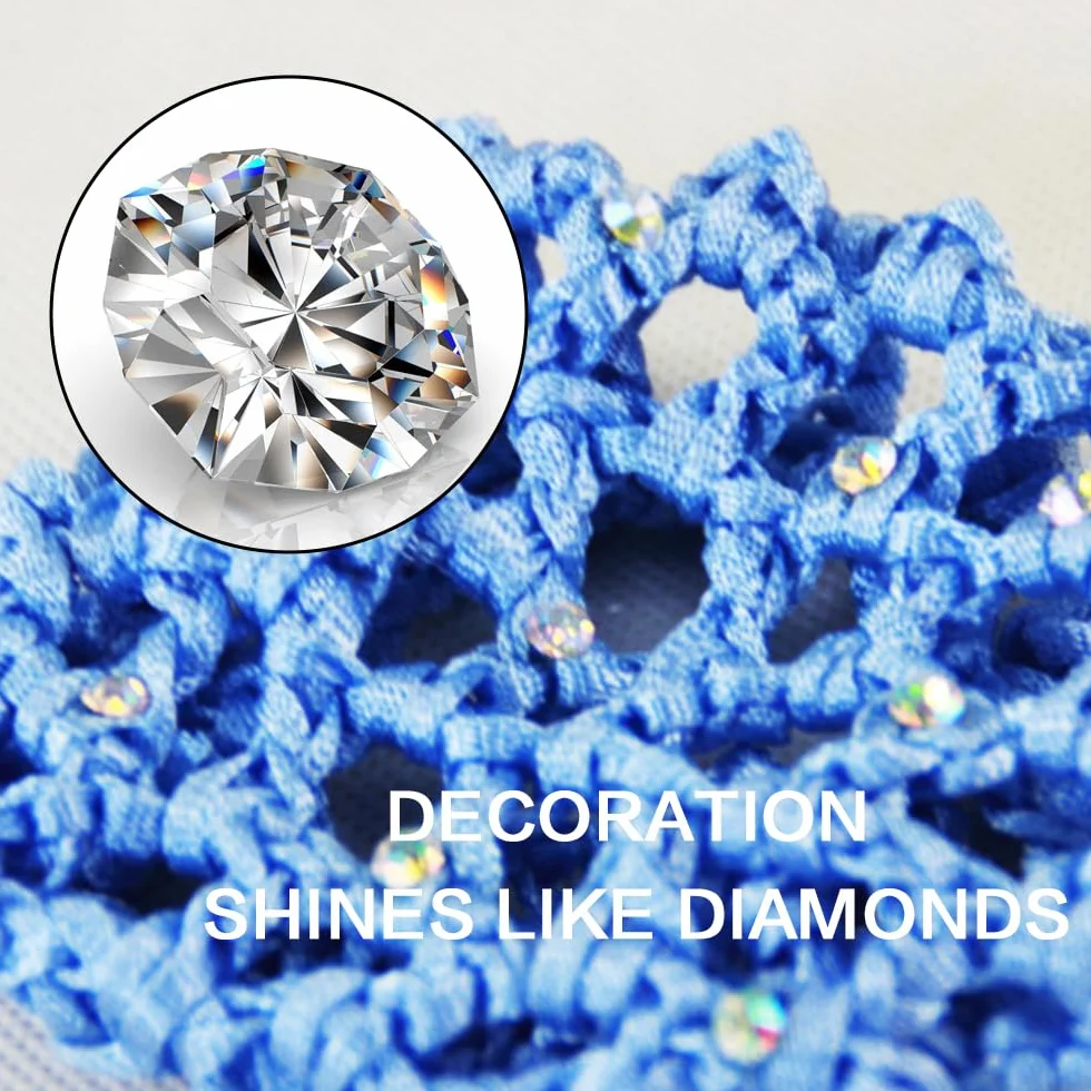5 Pezzi, Retina per Capelli Chignon, Bambina con Perline, Ballet Bun Net, haarnetz, Accessori per i Capelli,con Strass