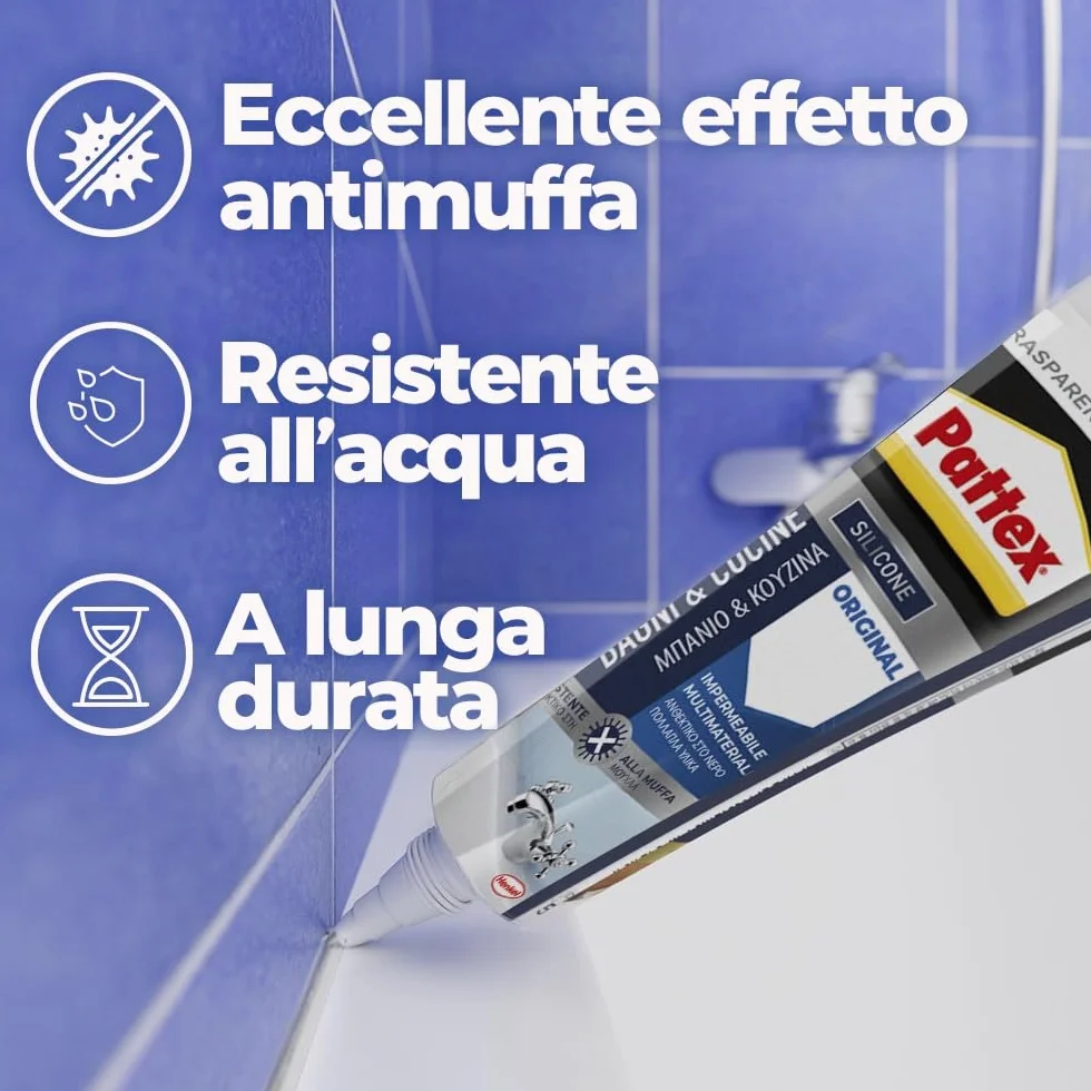 Pattex Bagni&Cucine Original Silicone Trasparente Sigillante, 50 ml