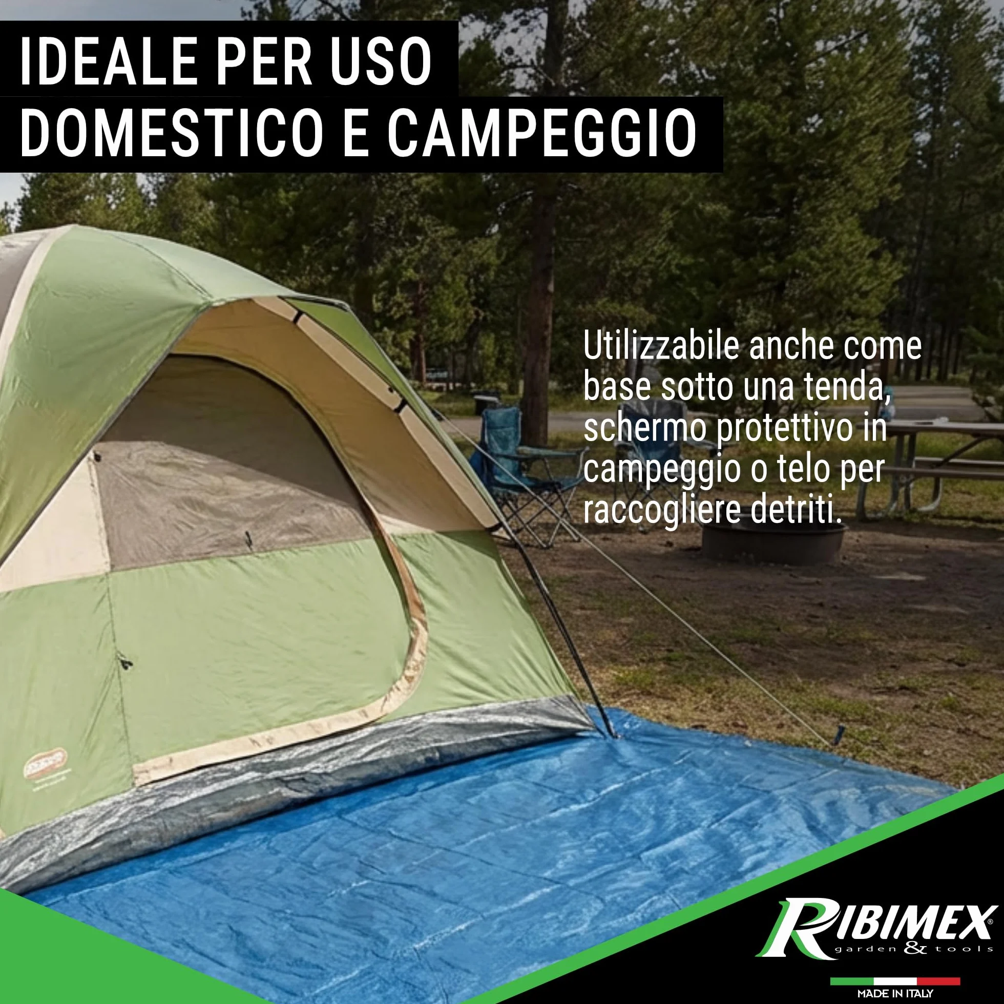 Ribimex Telo di Protezione Leggero Impermeabile 3x5 m Polietilene Occhielli Alluminio PRB06503X05