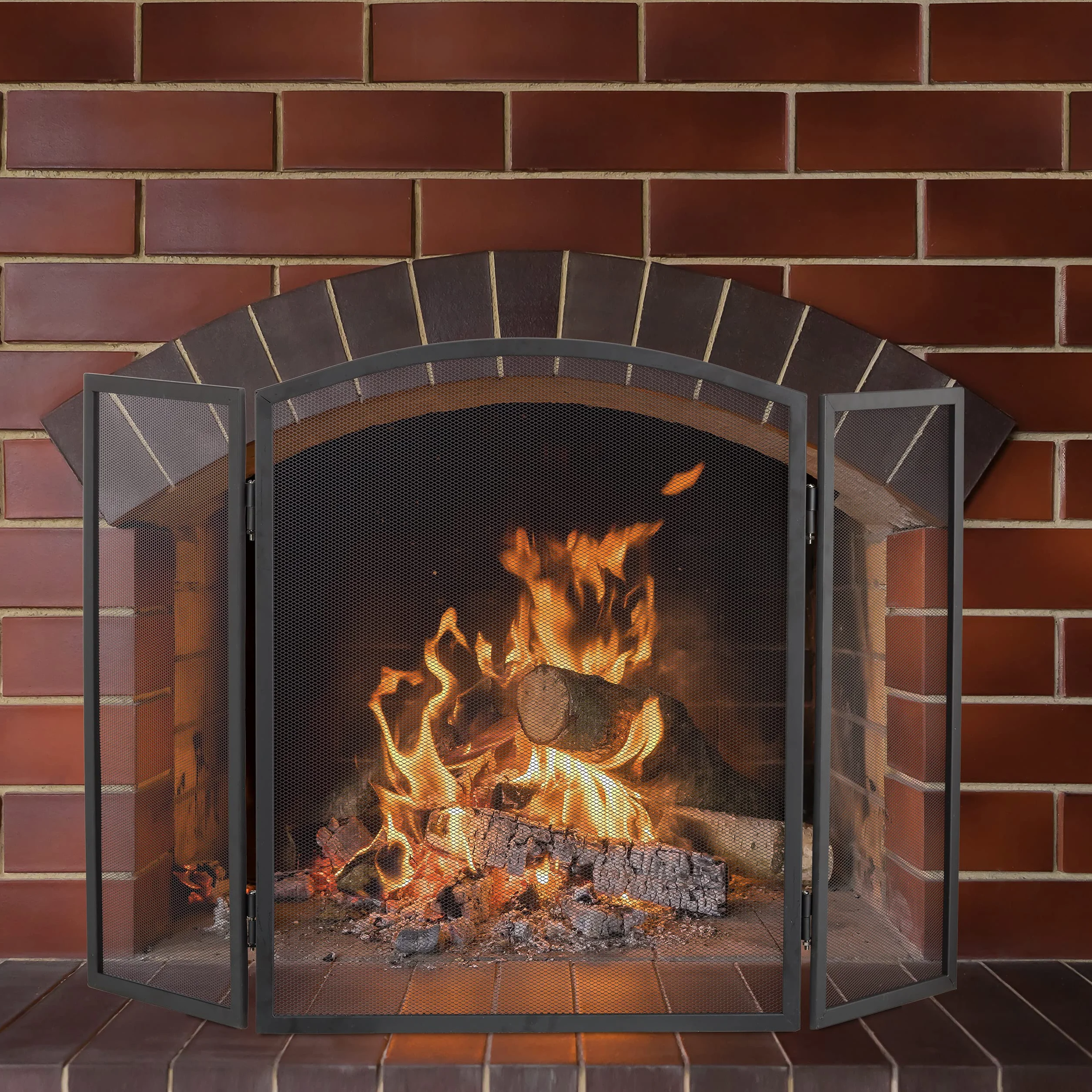 Relaxdays Griglia Parascintille per Camino in Acciaio, Protezione per Stufa e Caminetti, 62x96 cm, Nero