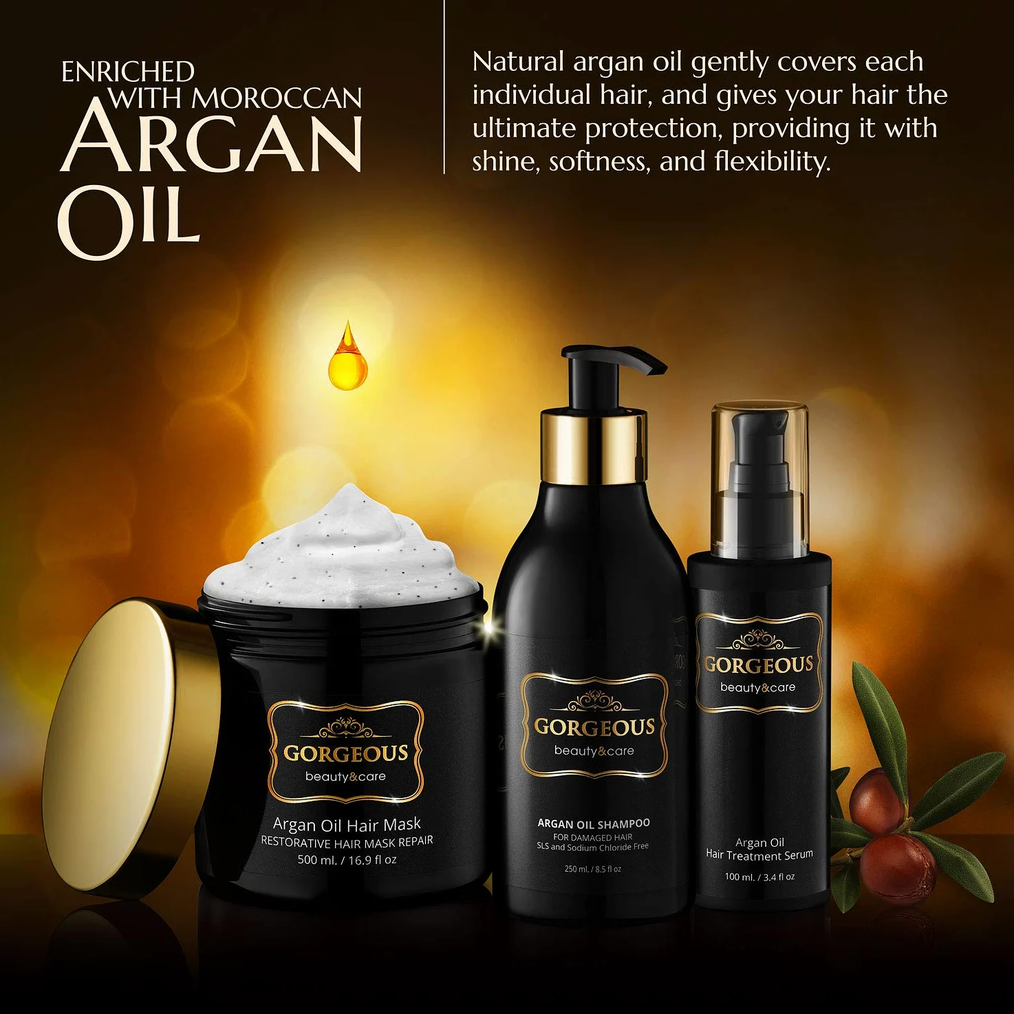 Olio di Argan Adulto Capelli Essenziale Nutrire Il Trattamento Del Cuoio Capelluto Liscio Danneggi