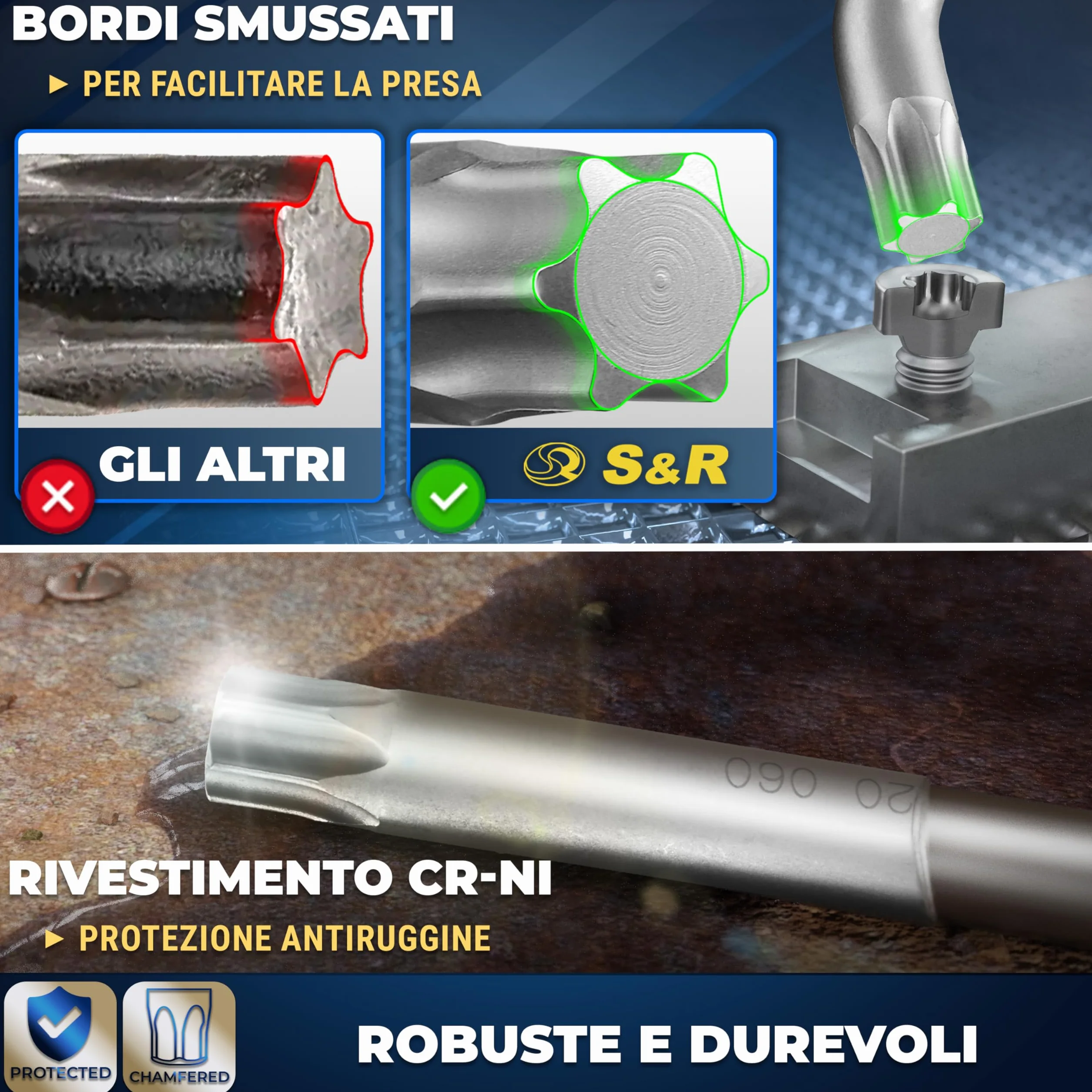 S&R Zestaw kluczy Torx i Allen 15 szt. TX6-TX60 w składanym uchwycie