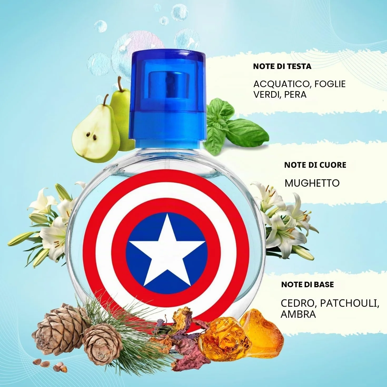 Air Val Captain America - Eau de toilette per bambini, 30 ml