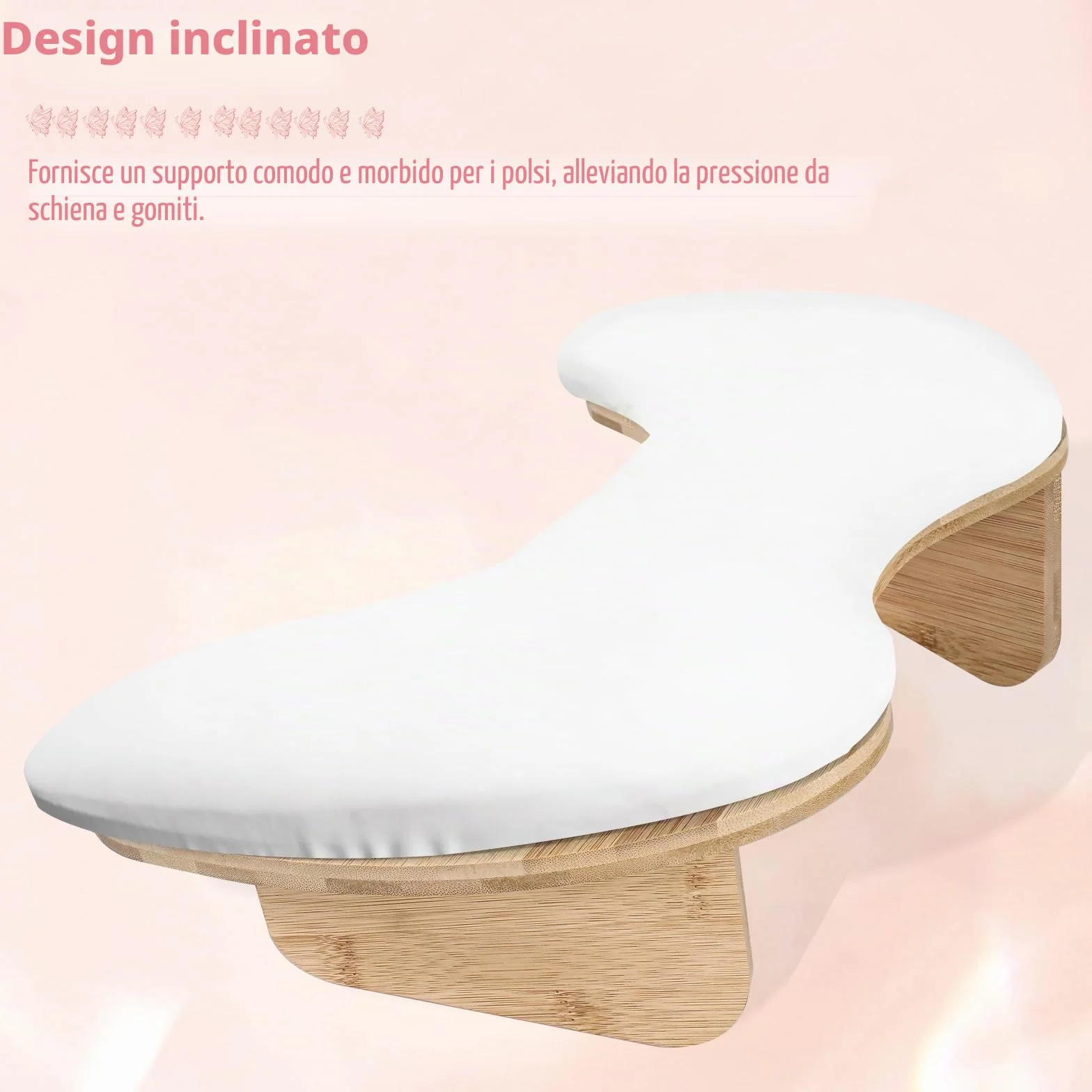 Bracciolo a forma di U per nail tech, bracciolo per unghie con staffe staccabili, in microfibra e pelle PU, cuscino per manicure per nail tech, strumenti indispensabili per manicure (bianco)
