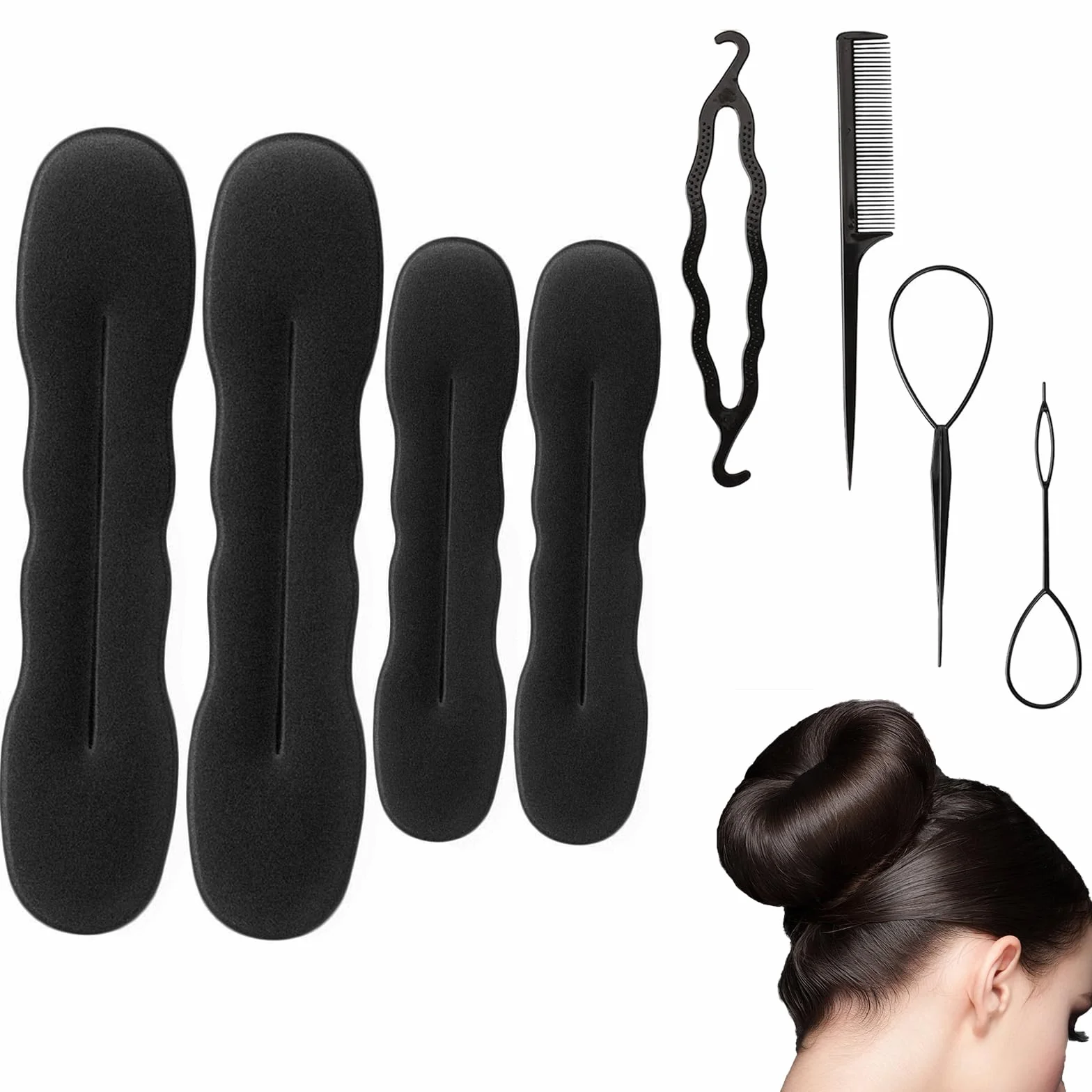 8 pezzi strumenti per intrecciare i capelli, accessorio per capelli chignon, per donne e ragazze con medio-lunghi
