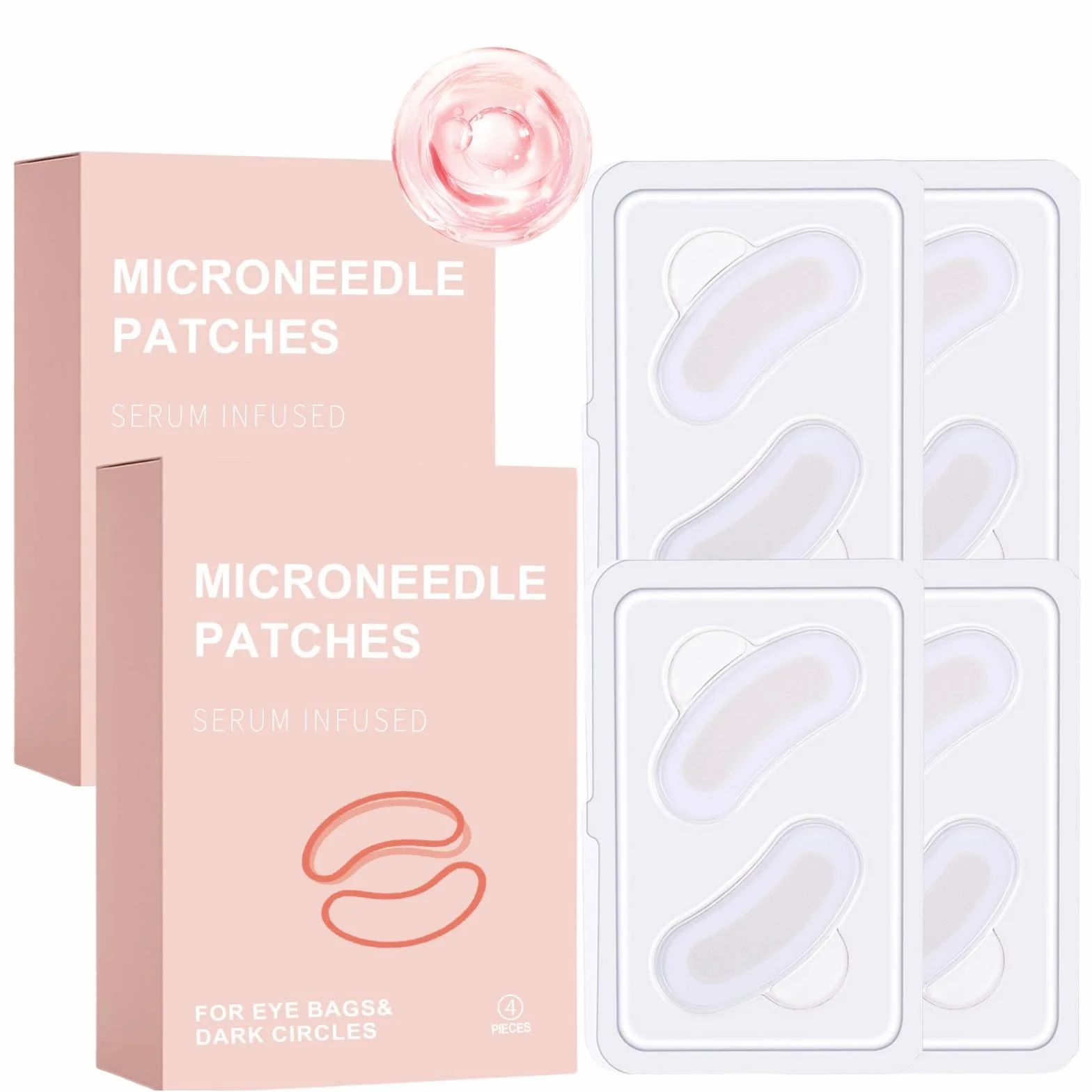 Patches per Microneedling 4 Paia, Patches per Microneedling per gli Occhi Contro Borse e Rughe, Pad per Occhi per Microneedling Contro Occhiaie, Set di Microneedling all'Acido Ialuronico Riduce Rughe