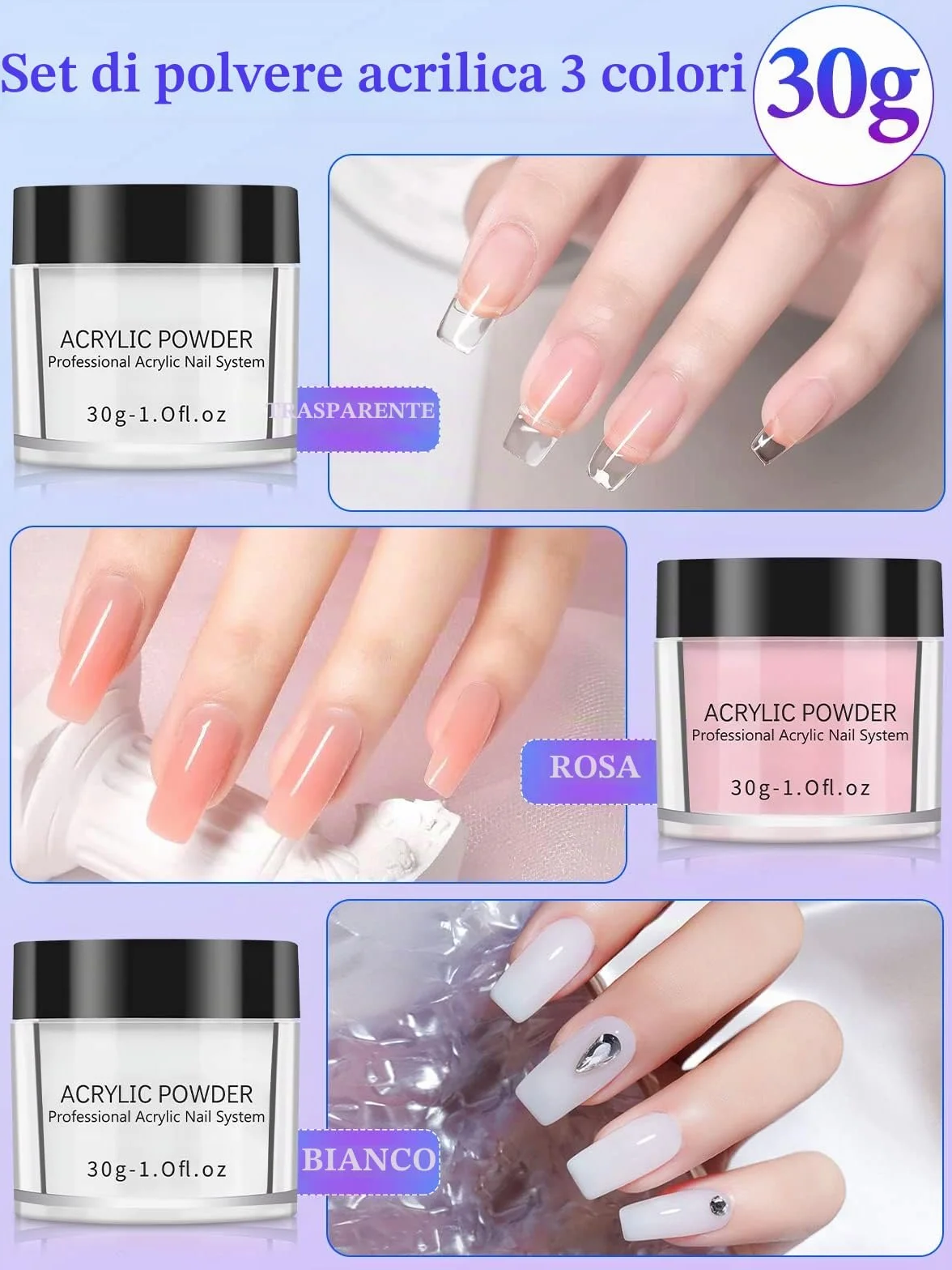 Mano Finta per Ricostruzione Unghie: Professionale Mano Pratica - Mano Finta per Unghie - 30G Acrilico Per Unghie Kit per Nail Art Manicure