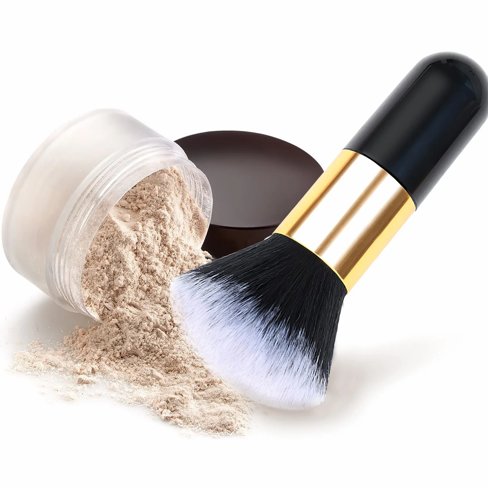 Pennelli per cipria, pennello per fard make up, pennello grande per il viso per cipria sciolta o pressata, pennello con fibre di peluche per trucco fissante, professionale e soffice