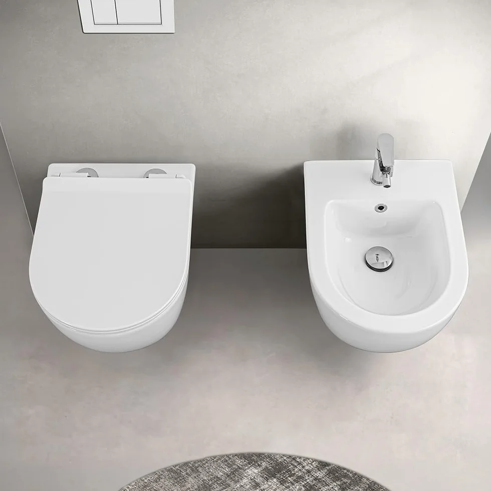 Tokyo Water Sospeso Rimless salvaspazio ceramica bianca design moderno