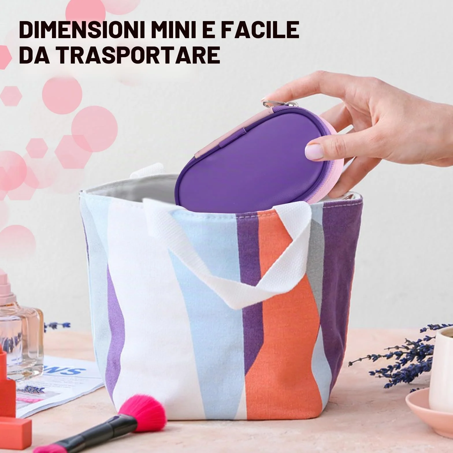 Mini Set di Pennelli per il Trucco, Set di Pennelli per il Trucco da 10 Pezzi da Viaggio con Borsa in Pu, Set di Pennelli per Cosmetici Portatile per Viaggi d'Affari, Vacanze, Campeggio (Rosa e Viola)