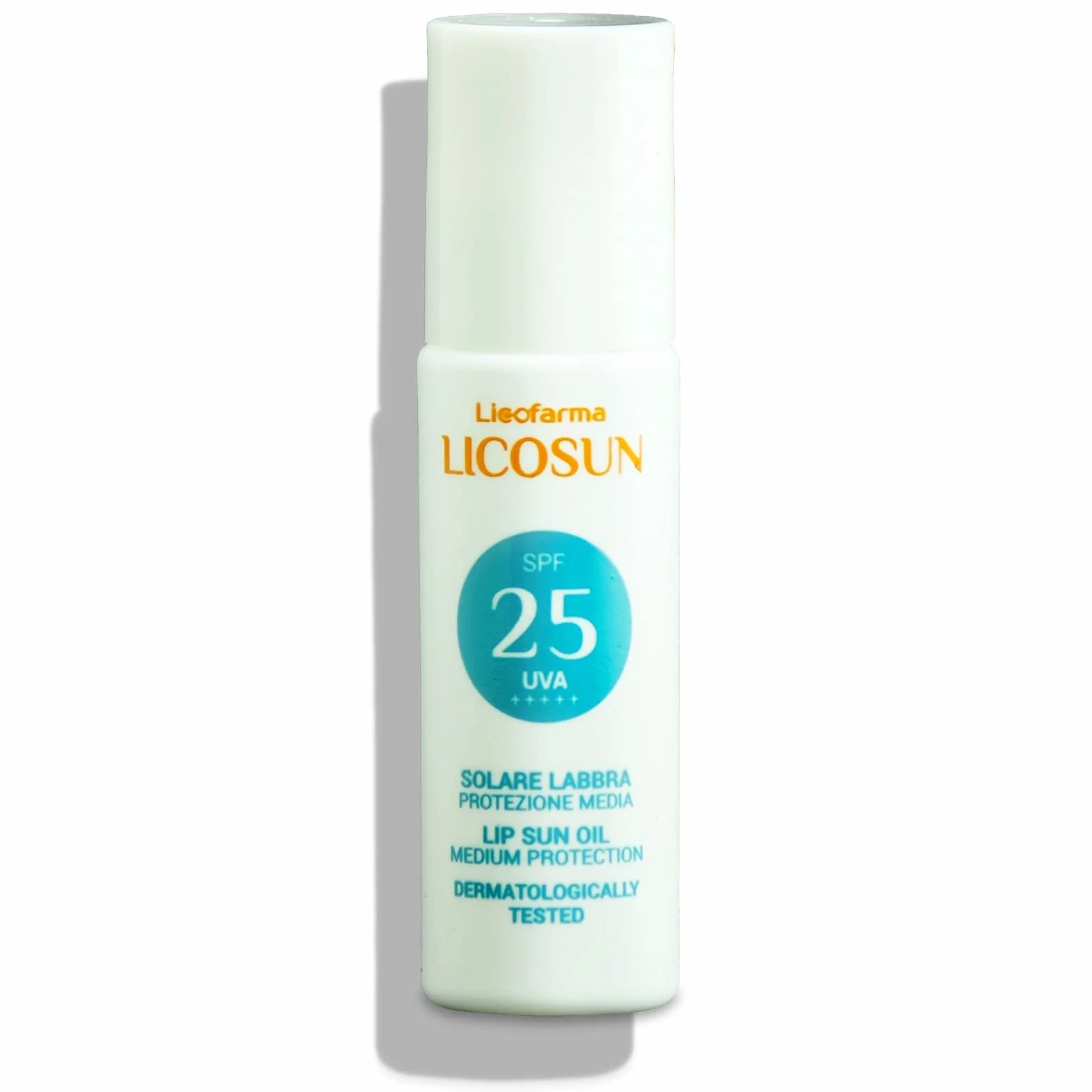 Licofarma Olio Solare Protezione Labbra SPF 25 con Roll-on. Protezione UVA UVB, Azione Antiossidante. Idratante e Nutriente sulle Labbra.