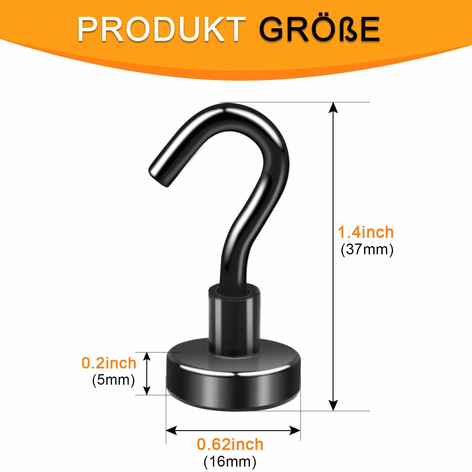 Ganci magnetici al neodimio 16 mm 1 kg extra forti confezione da 10 nero