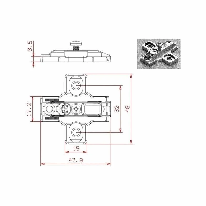 Cerniera Salice 165° foro legno 35 mm Con Base 2 Regolazioni