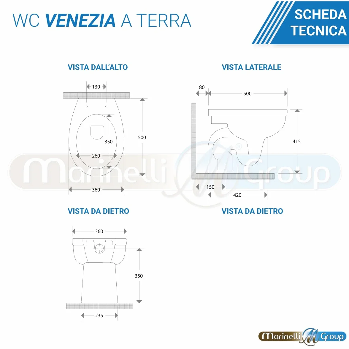 Bidet e Vaso WC in ceramica scarico a pavimento con sedile coprivaso Venezia