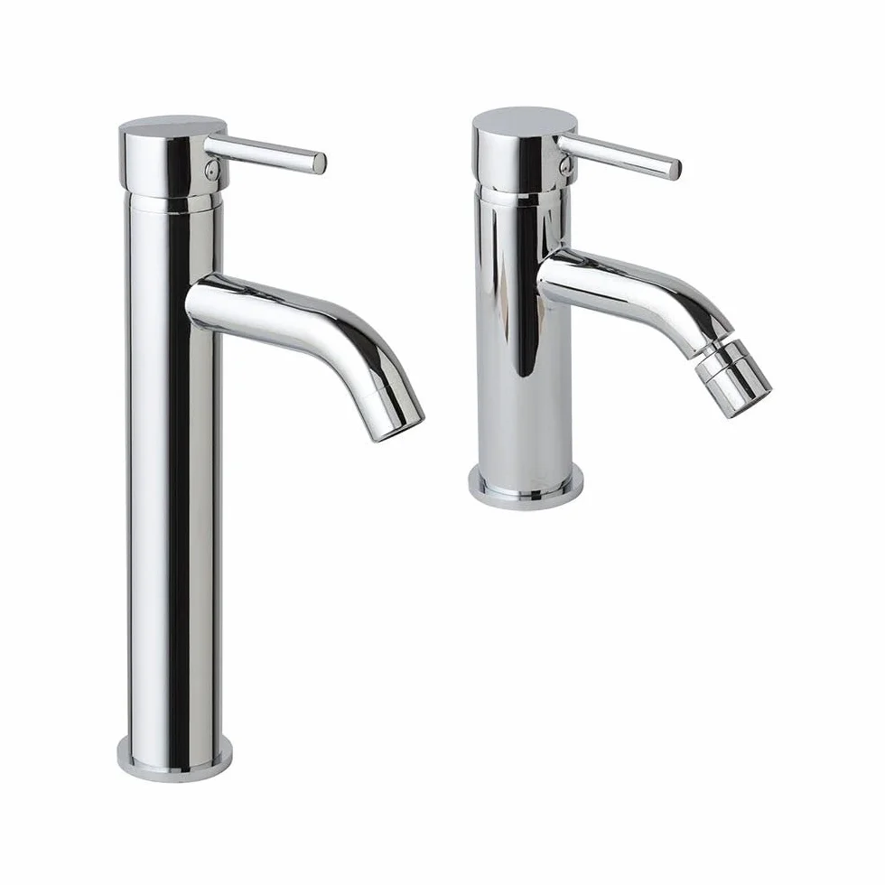 Kiamami Valentina Coppia Rubinetti Lavabo Alto Cromato Bidet Fassa
