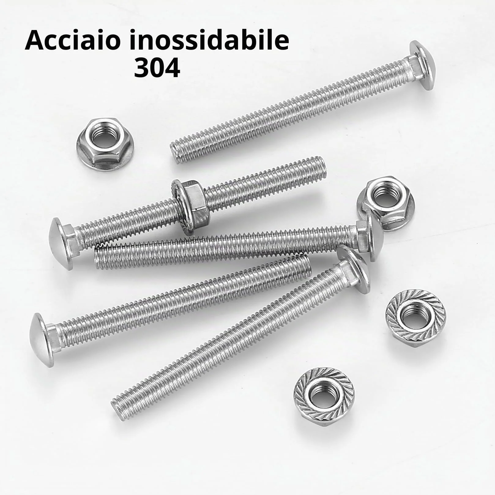Bulloni Testa Tonda M6 x 60 mm, Viti a Testa Tonda Piatta M6, Set Acciaio Inox