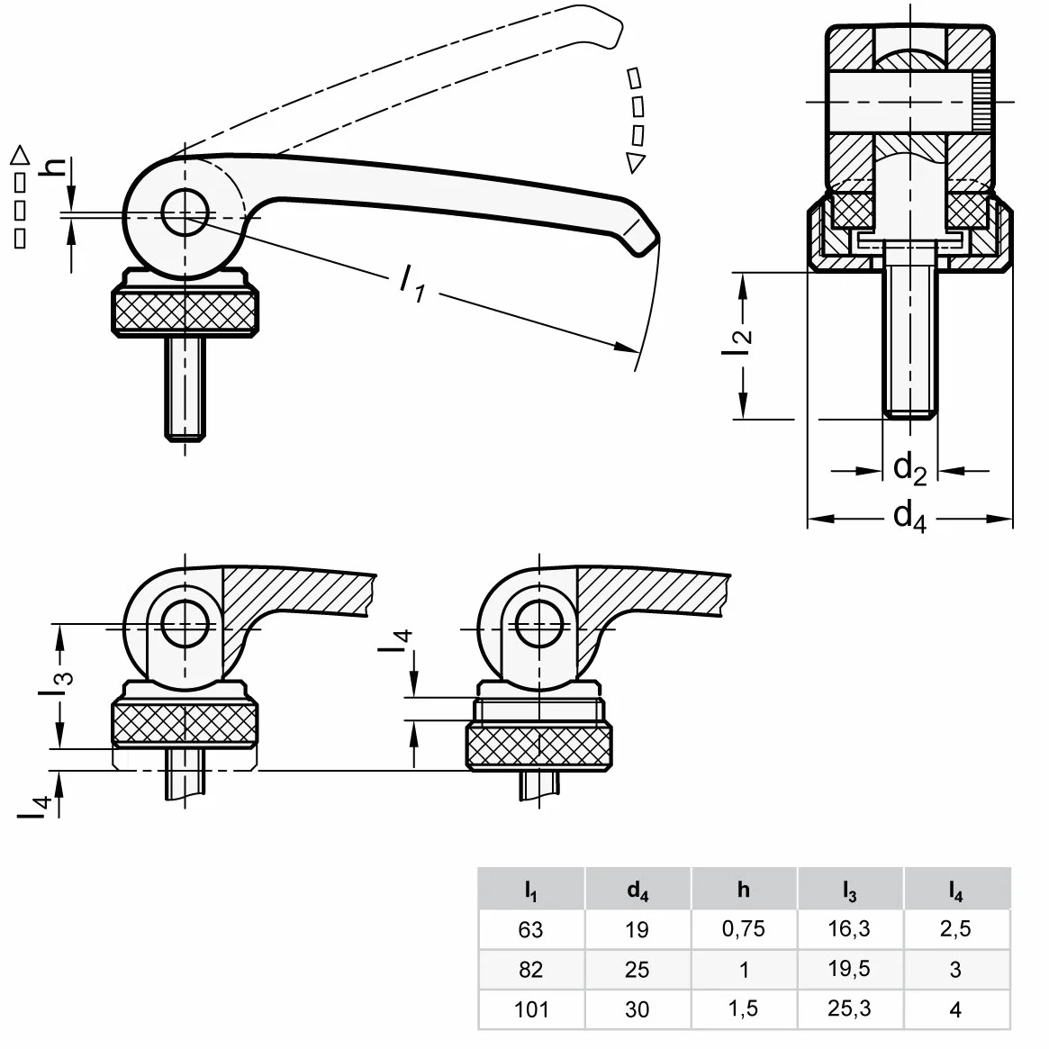 Ganter GN 927 – 82 M8 – 25 a B Eccentrico con vite, 1 pezzi, nero