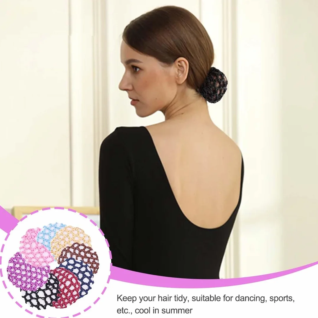 8 Pezzi Copertura a Rete per Danza Classica con Elastico,Retina per Capelli Chignon Retina per Capelli Chignon Bambina con Perline Retine per Capelli per Hotel Infermiera