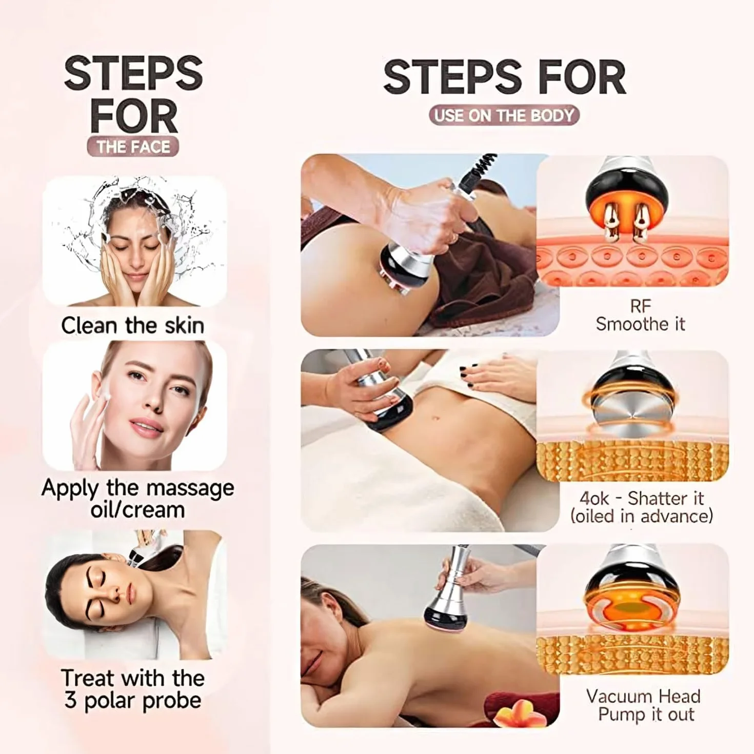 6 In 1 Macchina Cavitazione 40k massaggiatore professionale a radiofrequenza Ultrasuoni Lipolaser Dispositivo Bellezza Vuoto per Cura Del Viso Corpo Scultura Anticellulite braccia vita coscia
