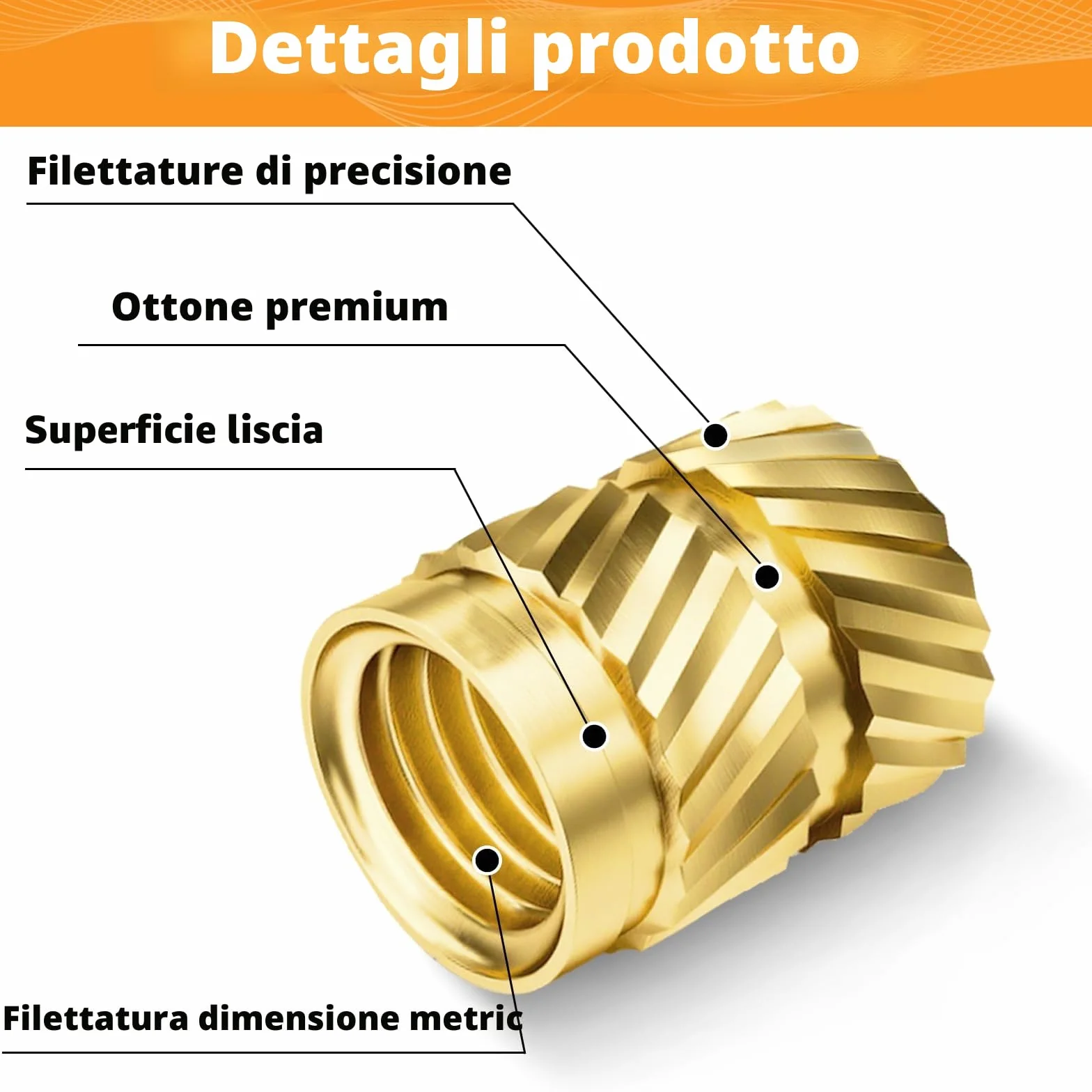 Inserti Filettati a Caldo M2 M3 M4 M5 M6 1/4-20, Dadi in Ottone con Strumento di Inserimento Termico per Stampa 3D