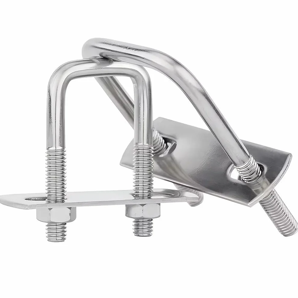 Bulloni a U Quadrato M10 Acciaio Inox 50mm Larghezza Interna 150mm Altezza con Dadi e Piastra