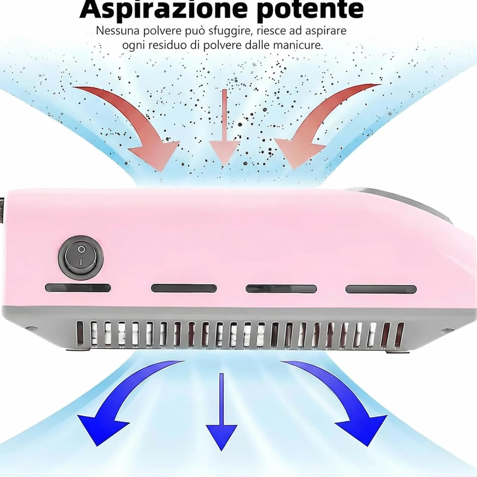 VOLTIX Aspiratore Unghie Professionale 80W - Aspirapolvere Unghie Potente, Nail Dust Collector con Filtro Riutilizzabile per Ricostruzione Unghie in Gel e Acrilico, Ideale per Salone e Casa rosa