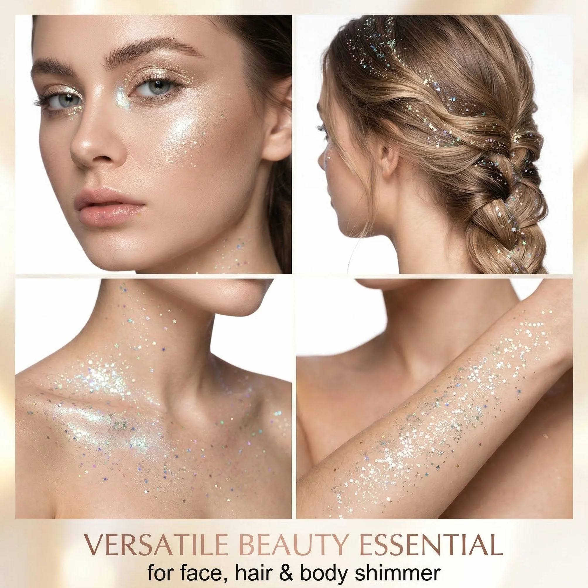 Glitter Stick Corpo e Viso Argento, Brillantini Viso Lunga Durata ad Alta Lucentezza, Gel Scintillante per Capelli e Pelle, Ideale per Festival, Rave, Party e Make-up Creativo