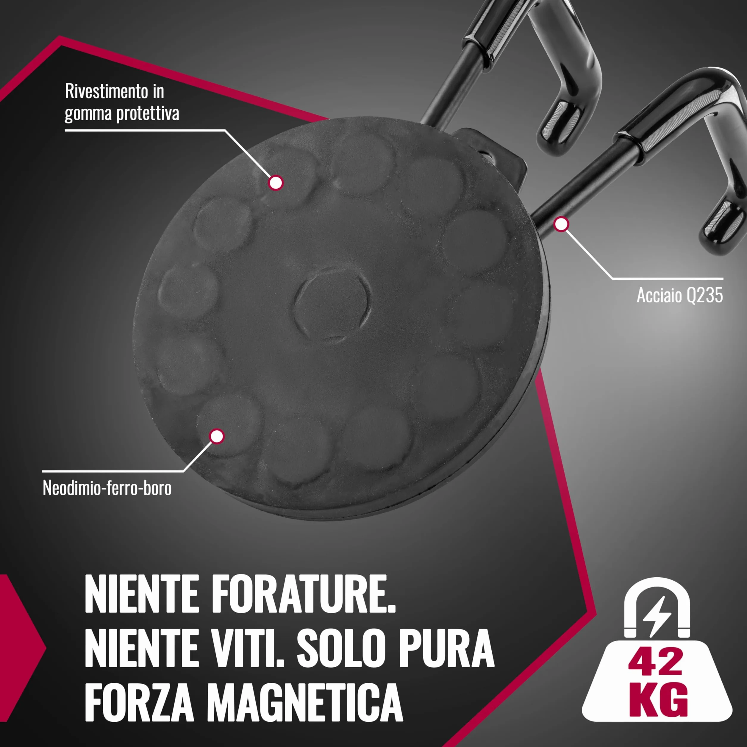 POPPSTAR Ganci magnetici per garage Ø 88 mm 42 kg 80 mm nero
