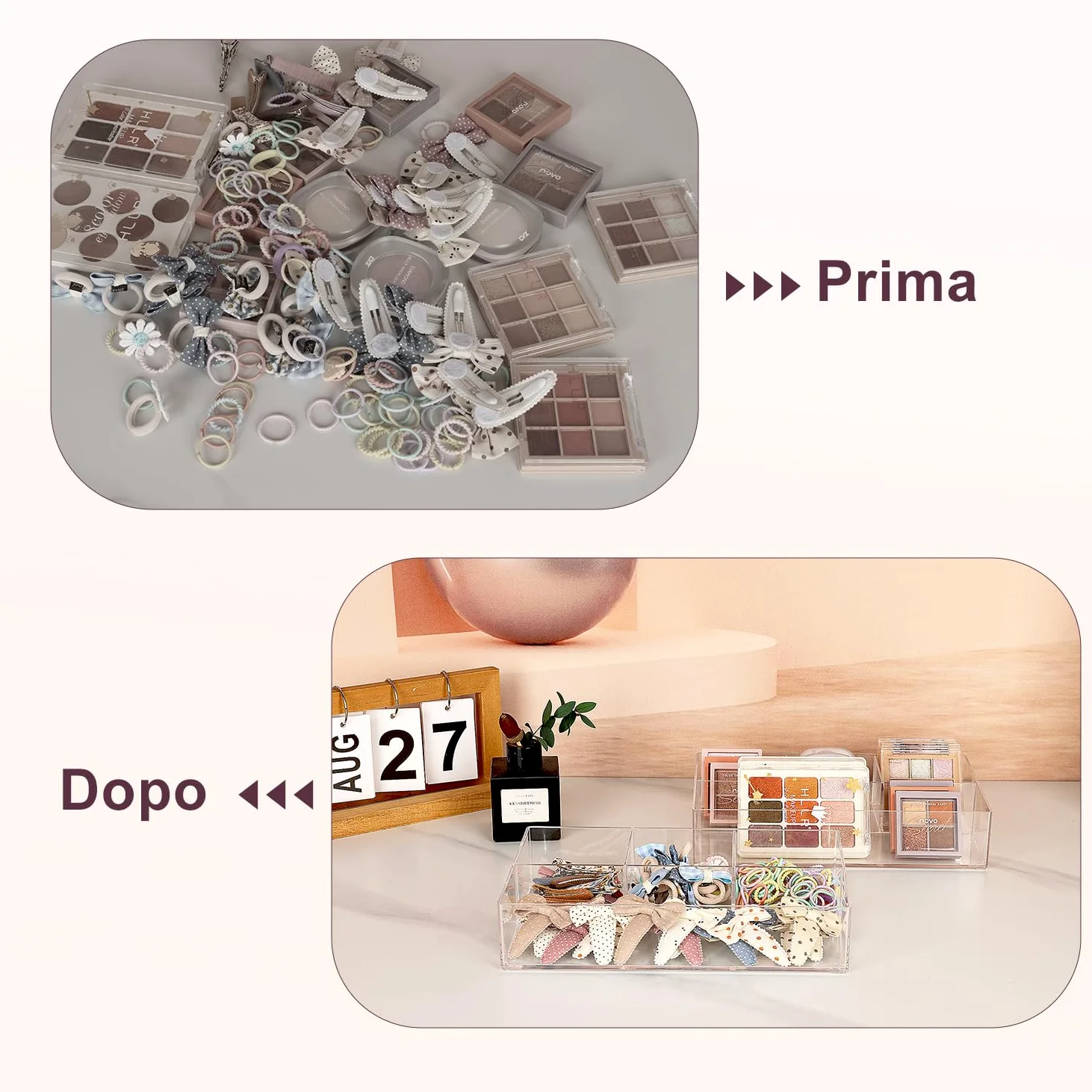JessLab Organizzatore per Cassetto in Acrilico, Trasparenti, Organizzatore per Trucco Elegante e Resistente per Vanity, Rossetto, Pennelli, Gioielli (2 Pack)
