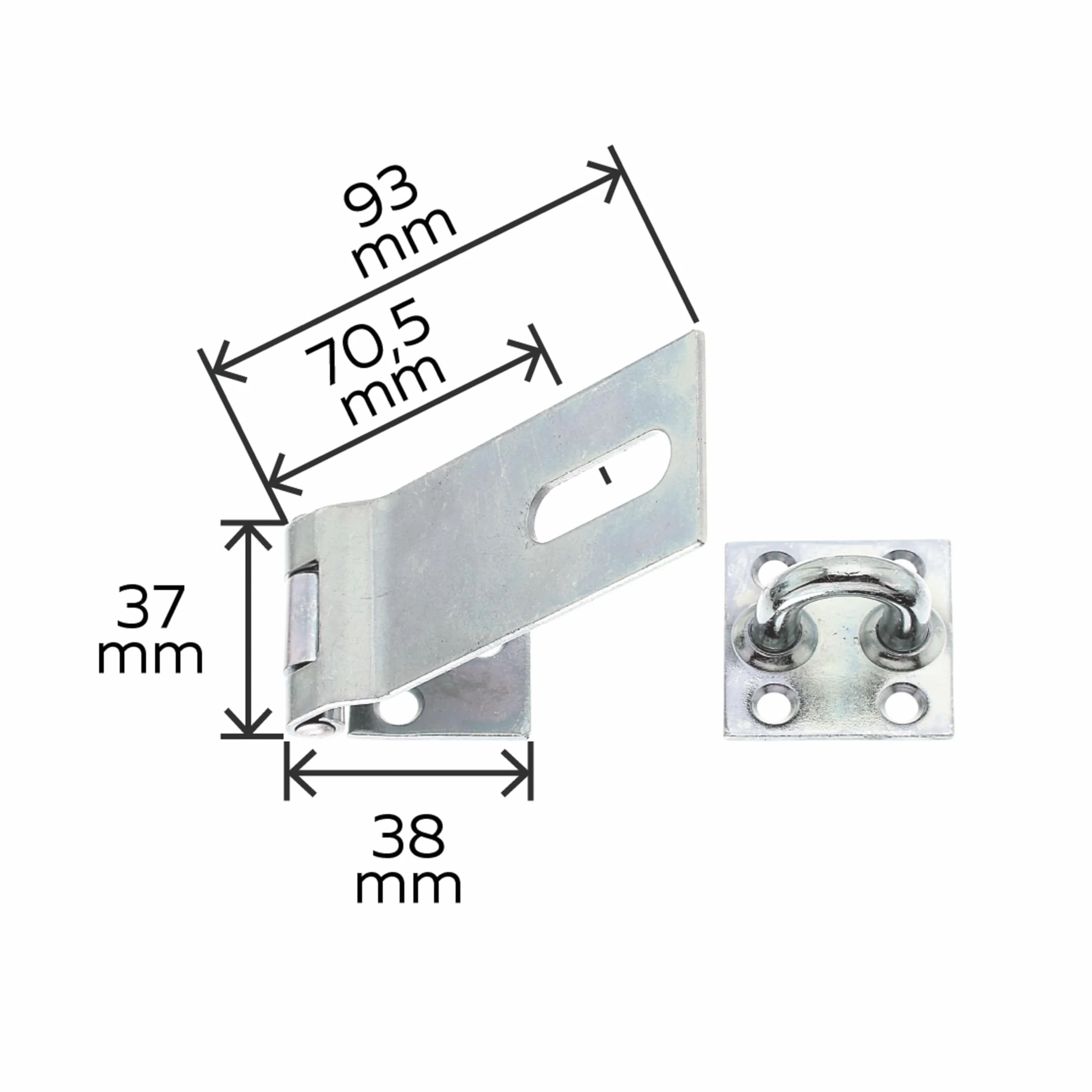 Alberts Chiusura di Sicurezza Acciaio 37 x 38/93 mm