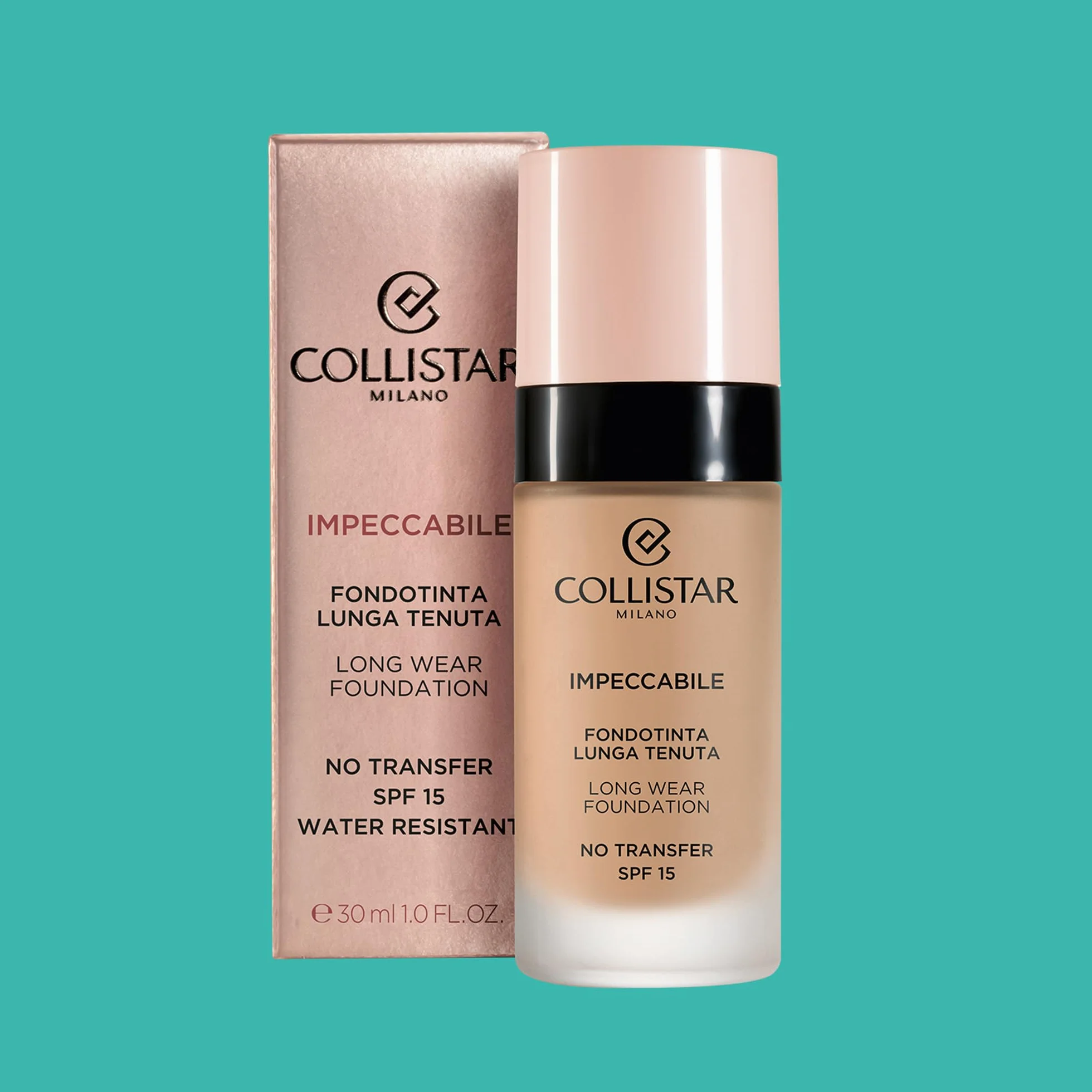 Collistar Impeccabile Fondotinta Lunga Tenuta, No Transfer, SPF 15, Idratazione Immediata e Fino a 120h, Finish Matte Naturale, Effetto Seconda Pelle, Coprenza Modulabile, 30ml