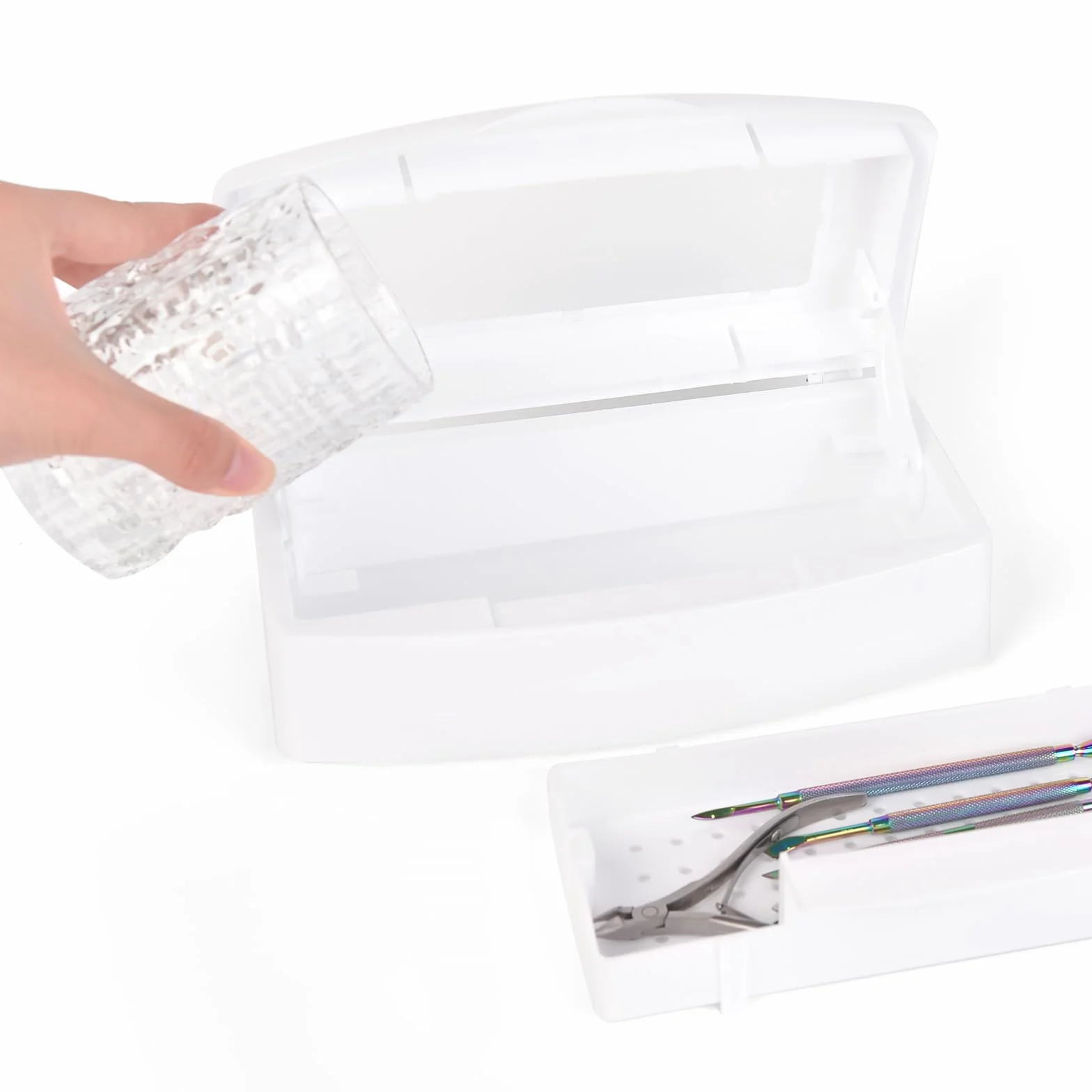 KADS 2 contenitori sterilizzatori per unghie, in plastica, per sterilizzare unghie, pinzette, parrucchieri, spa e taglierini, strumenti per manicure