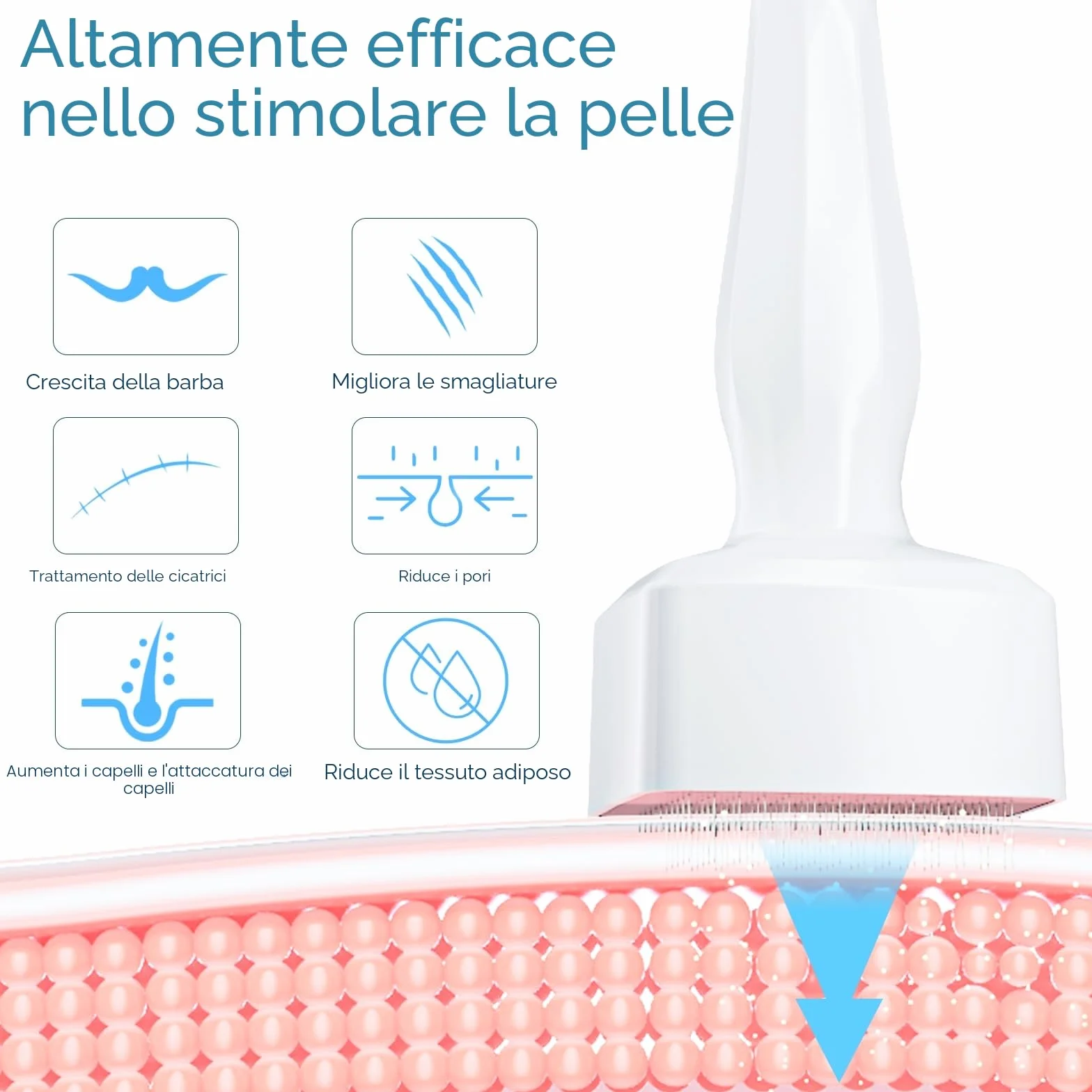 Derma Stamp, Dermastamp Regolabile 0-3 mm, Derma Roller Capelli, 140 Perni, Timbro Professionale Microneedling Stamp per Stimolare la Crescita di Capelli, Barba, Viso