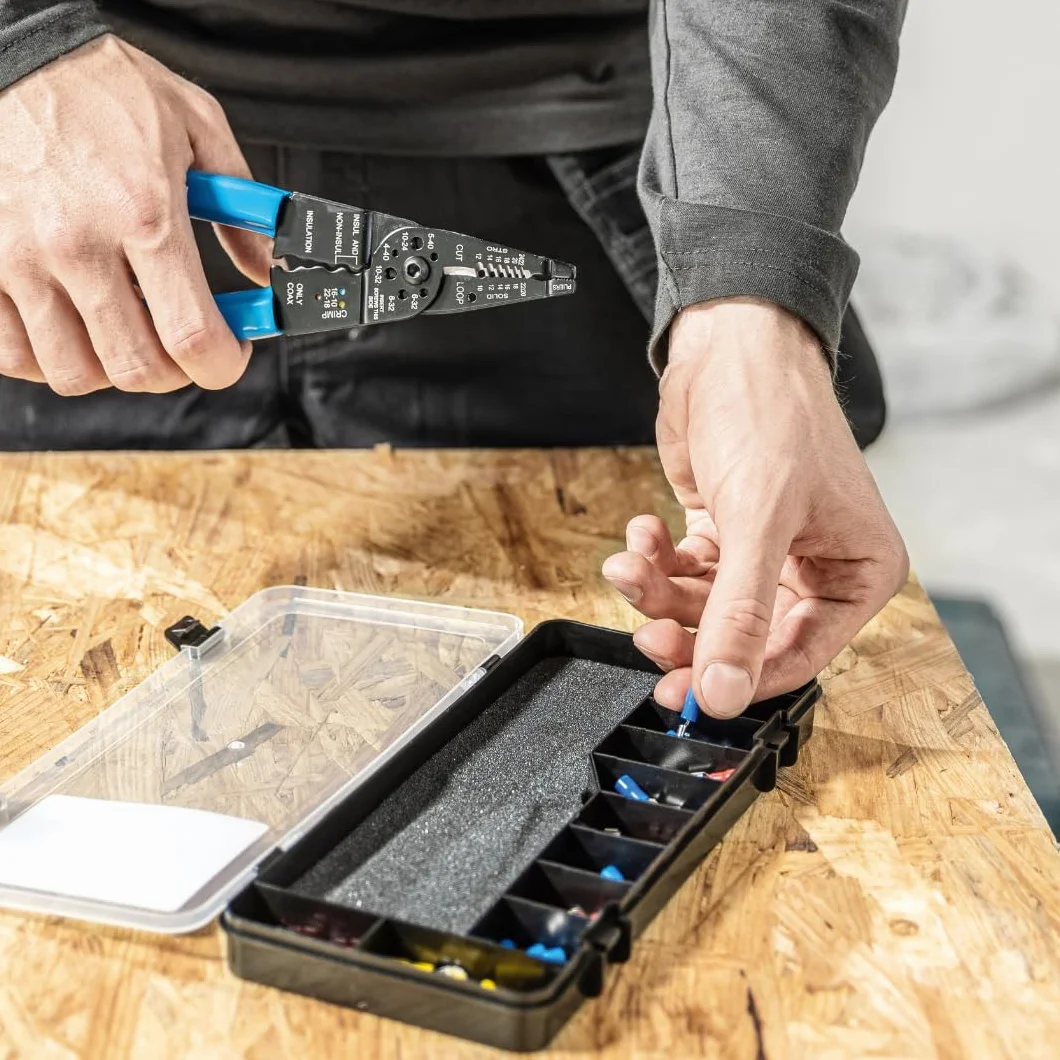 Högert Technik Pinza crimpatrice 0,5-6 mm2 per capicorda con spelafili 86 pezzi acciaio al carbonio