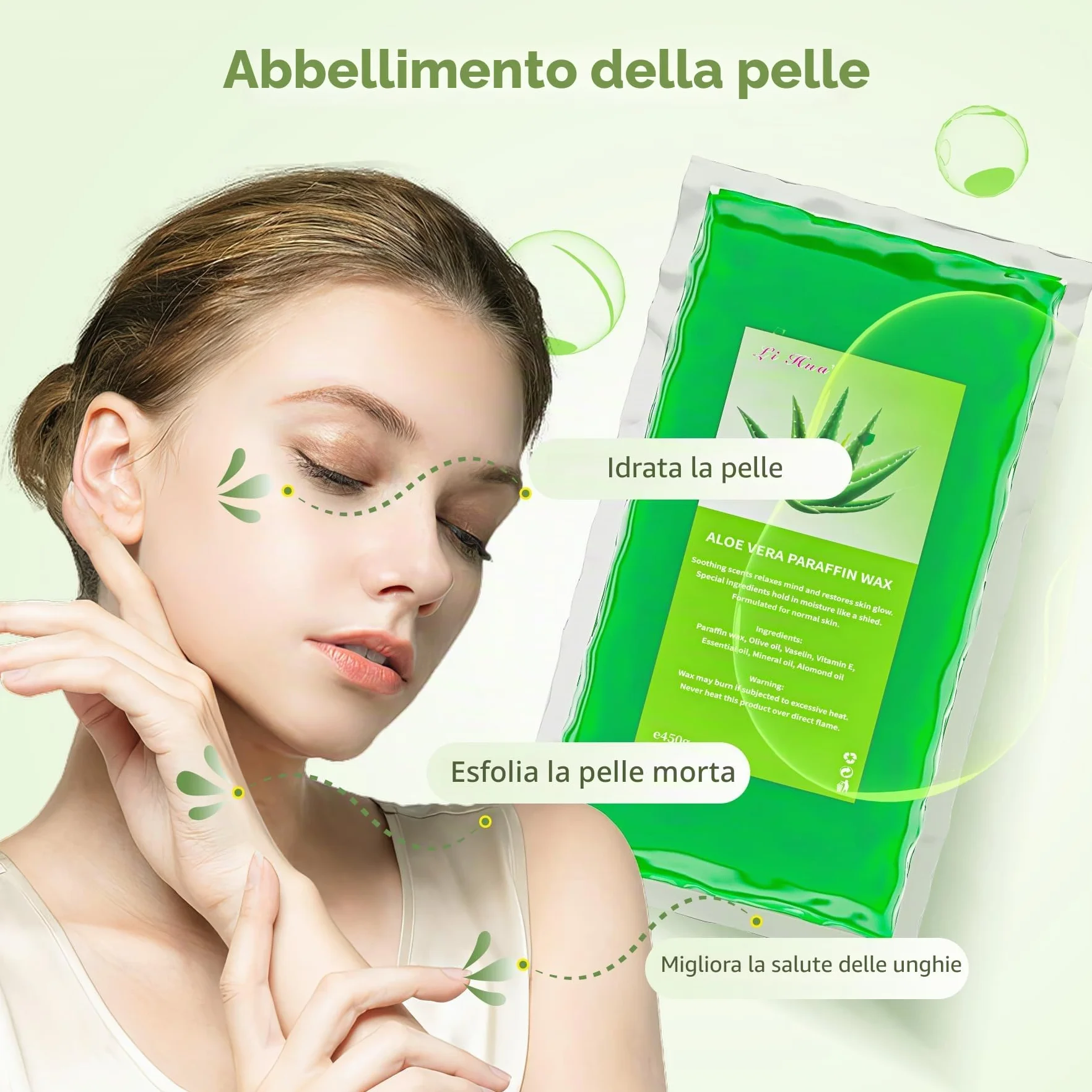 6 Confezioni Cera di Paraffina, 2700g Aloe Vera Ricarica di blocchi di cera di paraffina per il bagno di paraffina di mani e piedi, allevia l'affaticamento muscolare, idrata e nutre