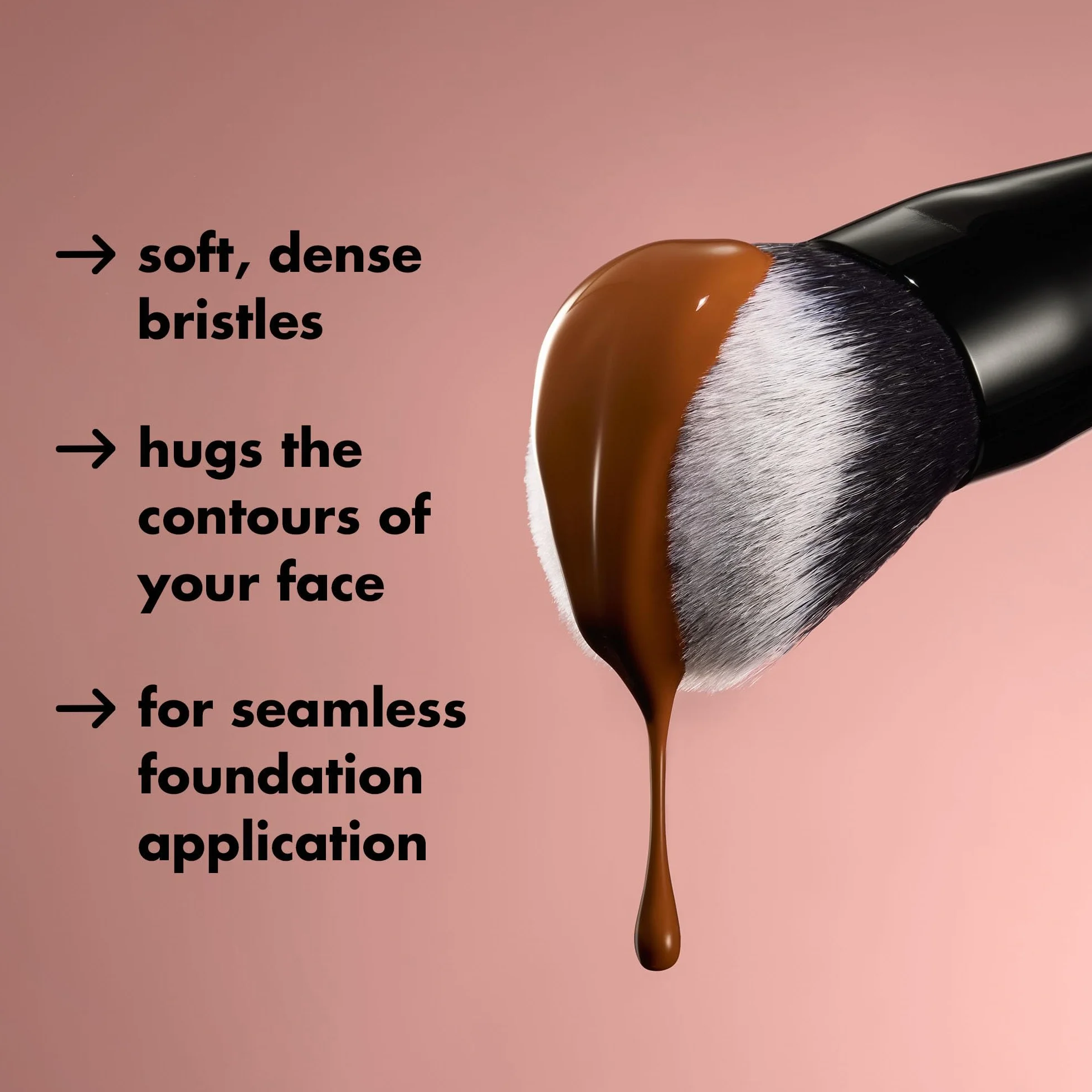 e.l.f. Smooth Swipe Foundation Brush, pennello trucco viso per un finish naturale, ideale per formule liquide e in crema, prodotto vegano e non testato sugli animali