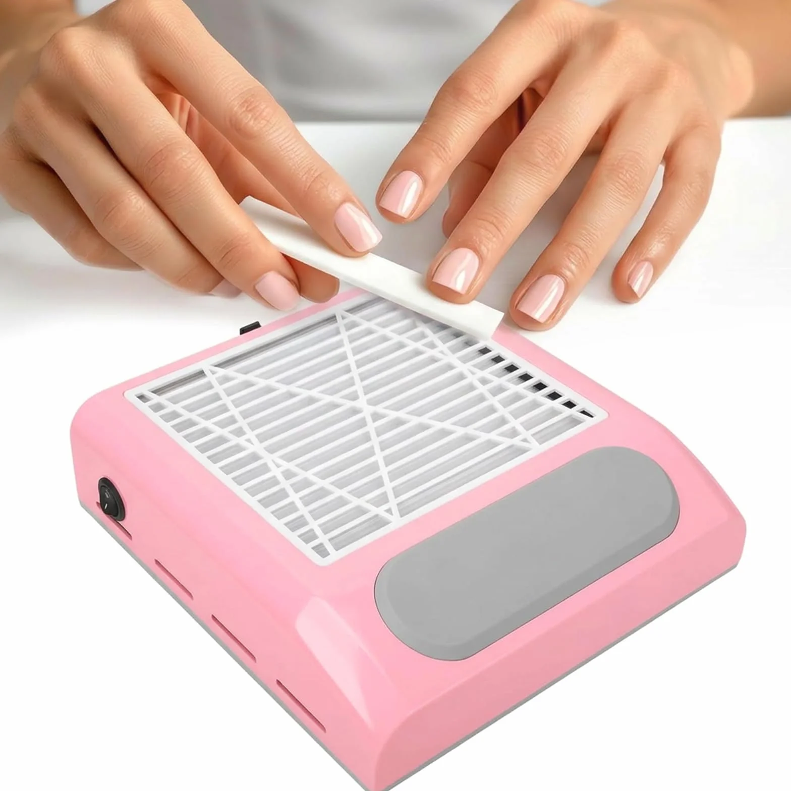 VOLTIX Aspiratore Unghie Professionale 80W - Aspirapolvere Unghie Potente, Nail Dust Collector con Filtro Riutilizzabile per Ricostruzione Unghie in Gel e Acrilico, Ideale per Salone e Casa rosa
