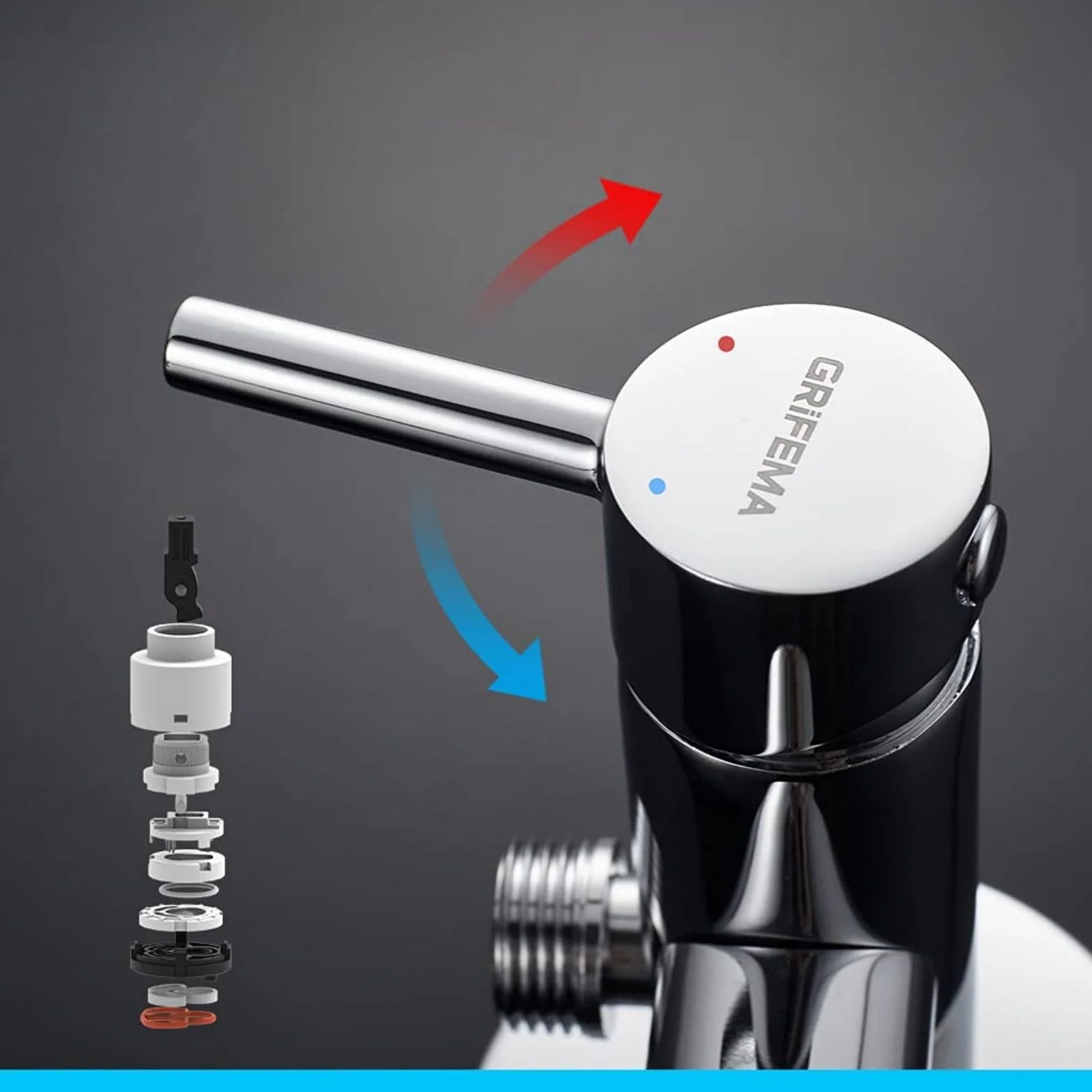GRIFEMA Miscelatore Bidet Portatile Doccia, Rubinetti con Supporto, Acqua Calda e Fredda, Cromo Argento, G154-1