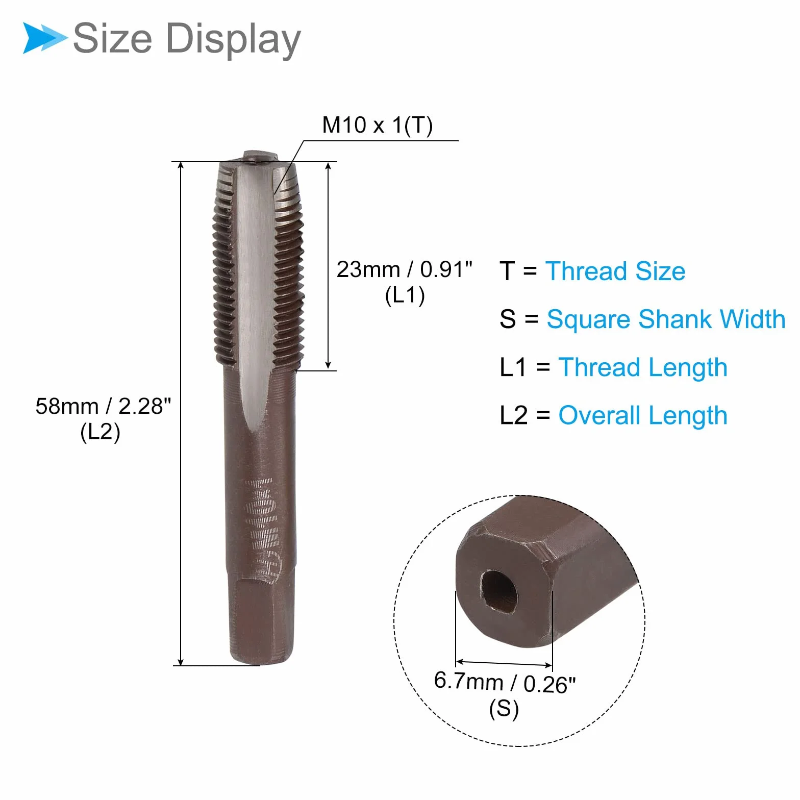 Mano Filettatura Maschi M10 x 1 Metrico Lega Utensile Acciaio Vite Maschiatura Conicità Inferiore - 1 Paio
