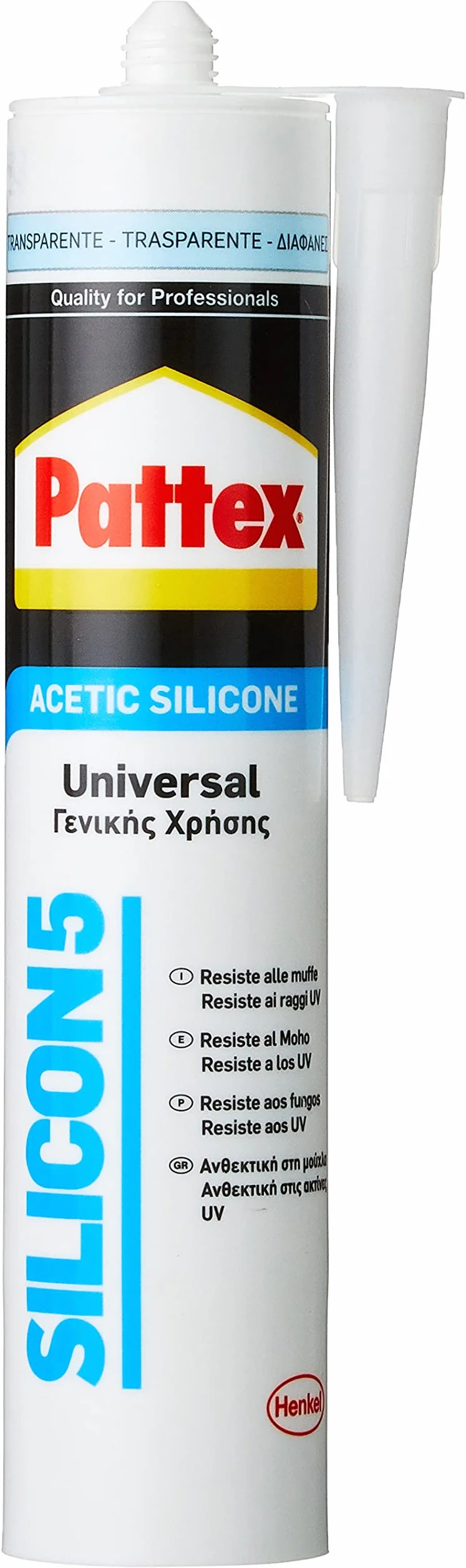 Pattex Silicone Multiuso Universale Trasparente Cartuccia 280ml Resistente Muffa