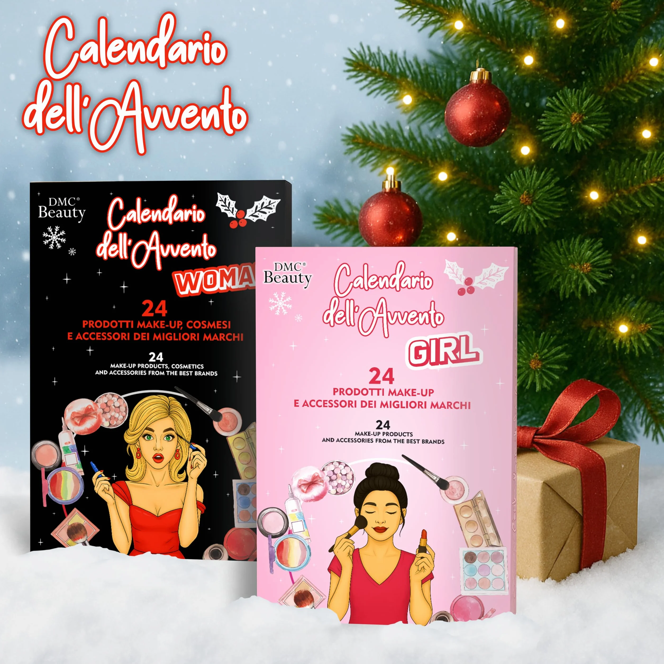DMC Calendario Dell'Avvento Cosmetici Beauty Make Up 2025 - 24 Sorprese Cosmetici Make Up e Skincare di Marchi Top, Garnier, Deborah, Rimmel, Douglas - Regalo Natale di Qualità per Amanti del Trucco
