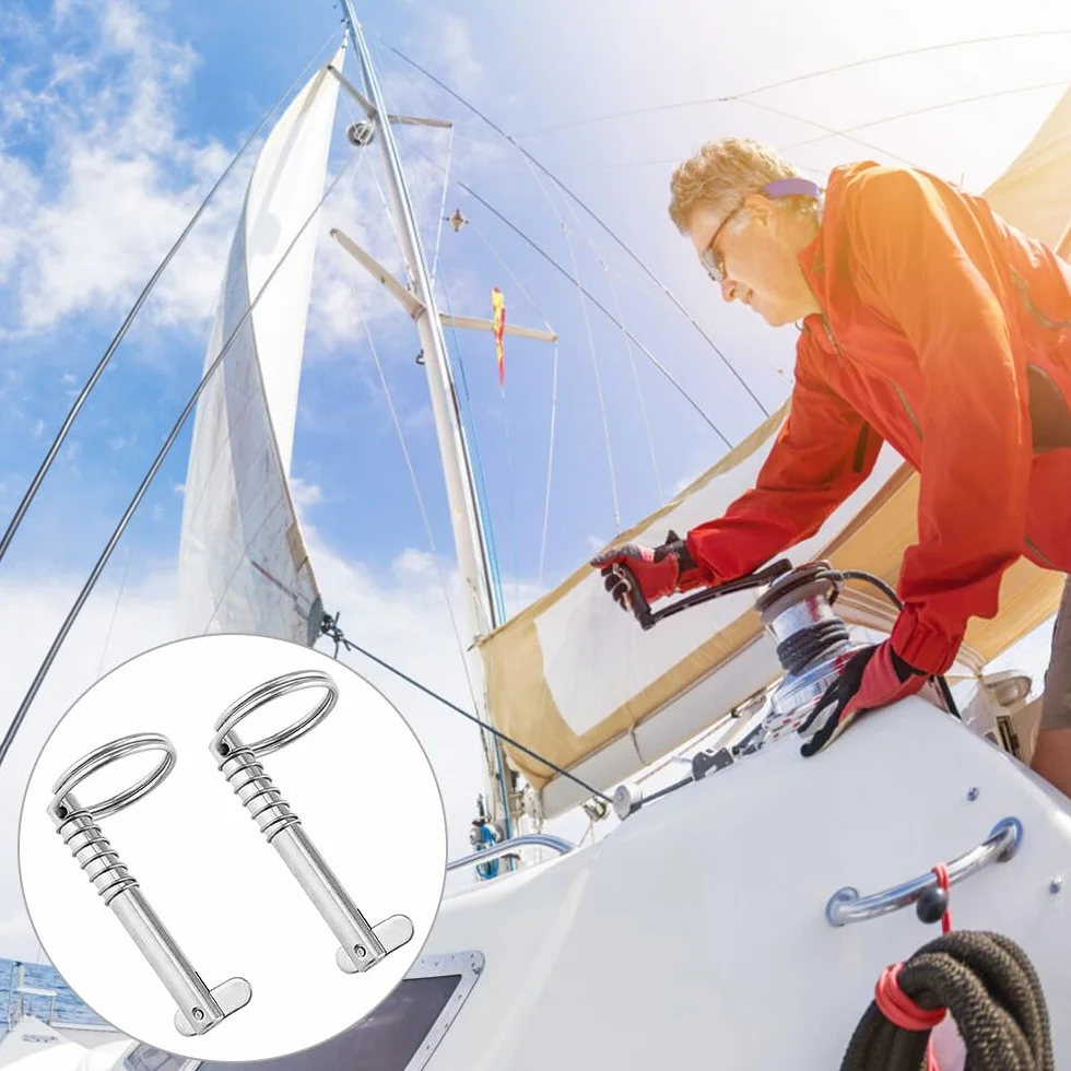 Perno di sicurezza 8x76 mm in acciaio inox 316, 2 pezzi coppiglia pieghevole, grado marino per barca