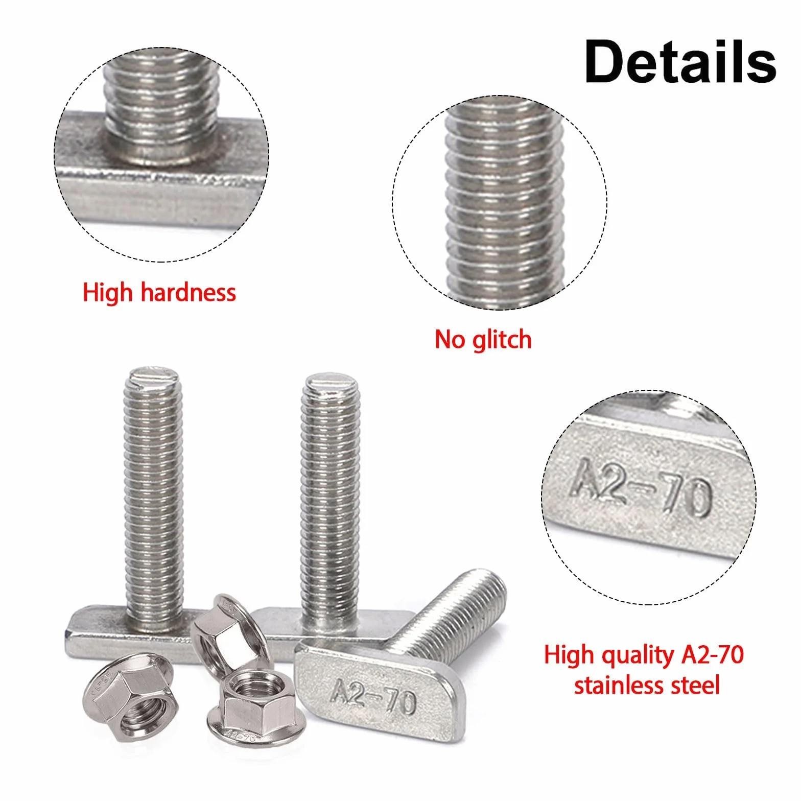 Set viti a testa martello M8x20mm acciaio inossidabile 15 pezzi