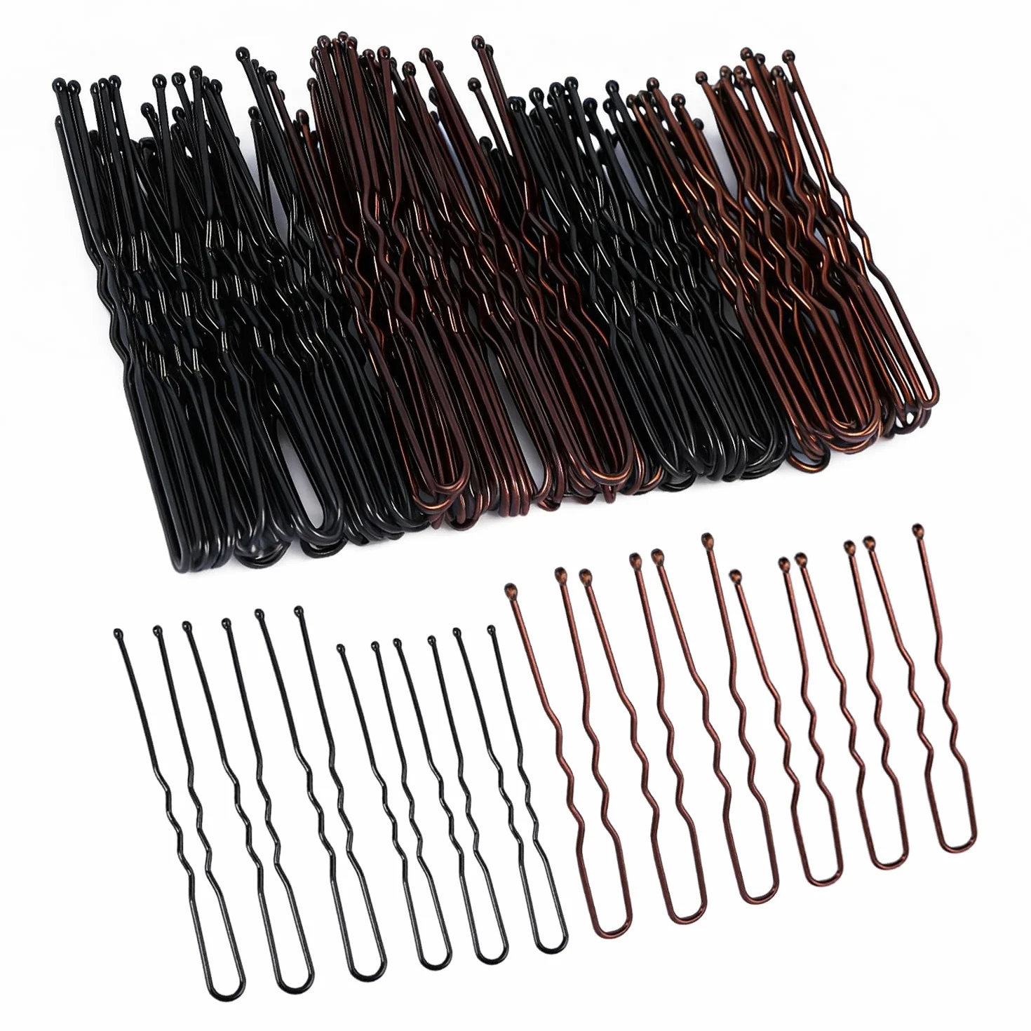 200 Pezzi Forcine per Capelli a Forma di U, 5cm e 6cm Forcine per Capelli Mollette per Capelli Invisibile con Scatola Portaoggetti per Acconciature da Donna per Ragazze (Nero, Marrone)