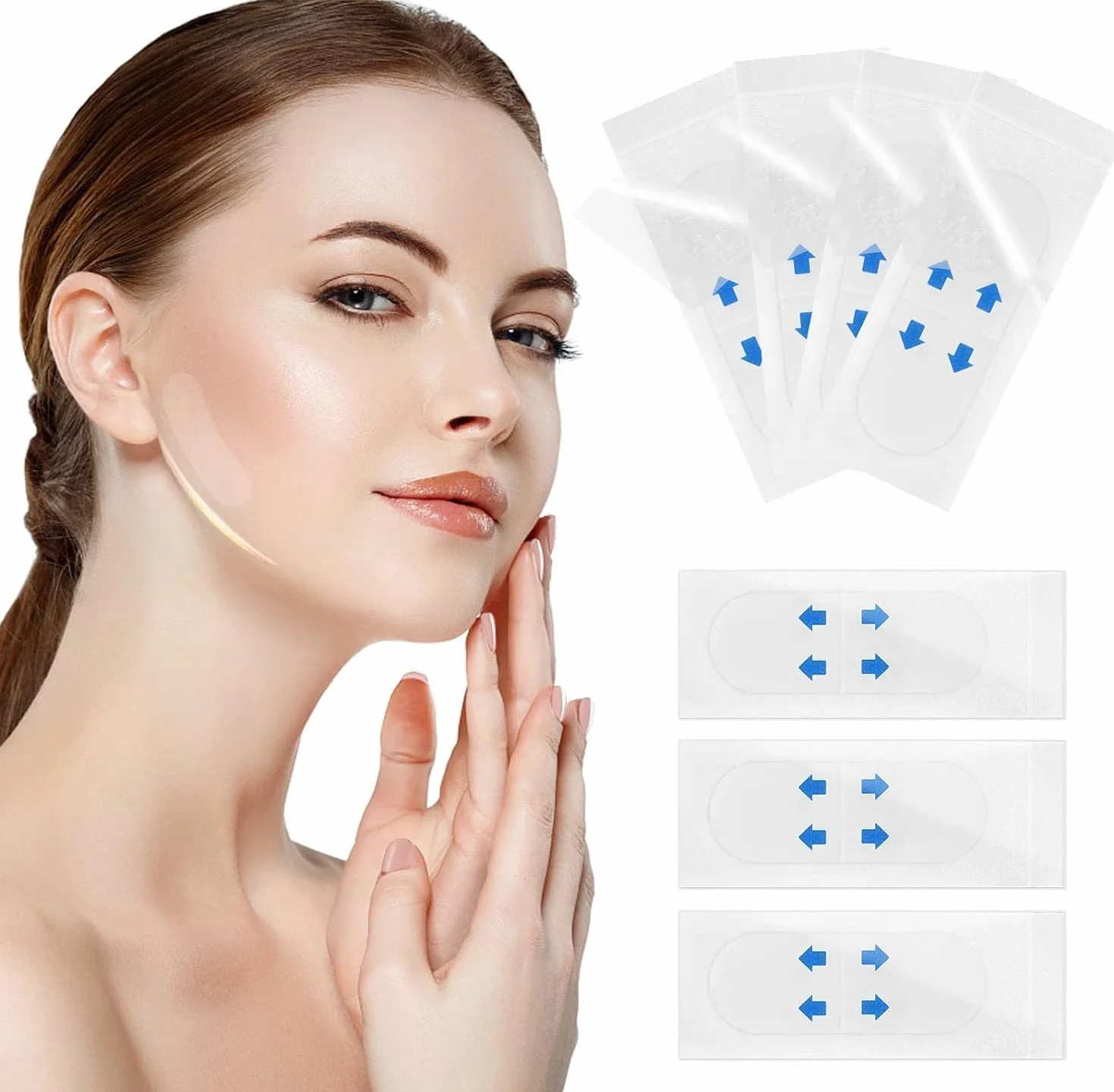 Face Lift Tape, Face Tape Lift Invisibile Impermeabile Adesivi Viso, Instant Makeup Face Lift Tool, Face Lift Stickers per Nascondere Rughe Doppio Mento Sagging Stretching Skin 40Pcs (Bianco)