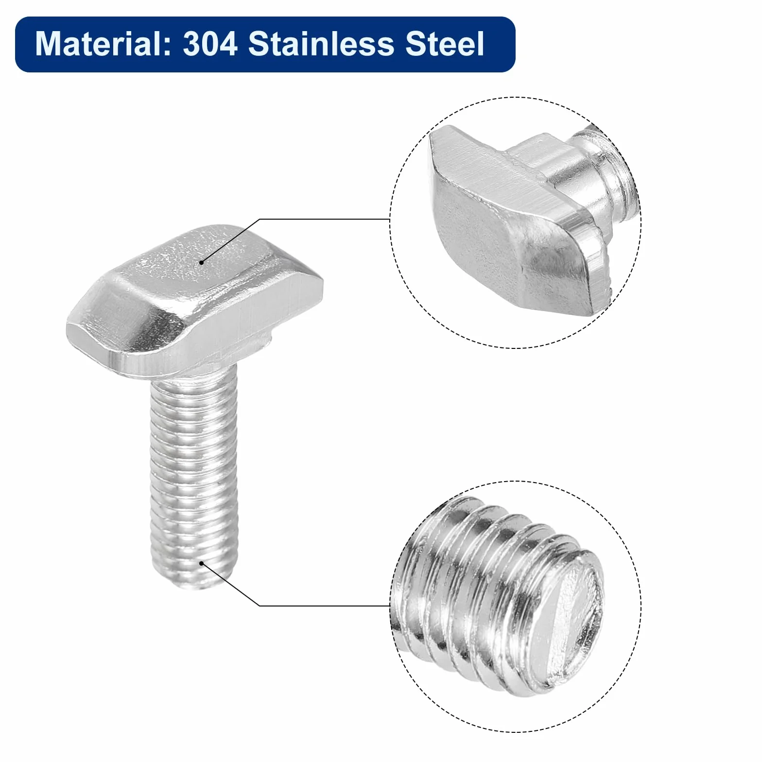 QUARKZMAN Bulloni a T-Slot M6 x 20mm per Profilo Alluminio 3030, Acciaio Inossidabile 304, Argento